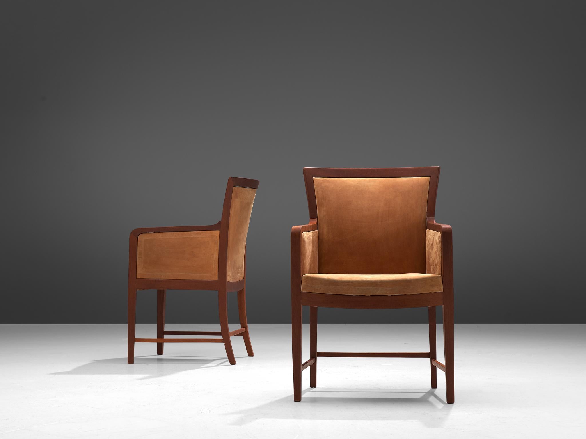 Kaj Gottlob paire de fauteuils en acajou et cuir pour Rud Rasmussen en vente 2