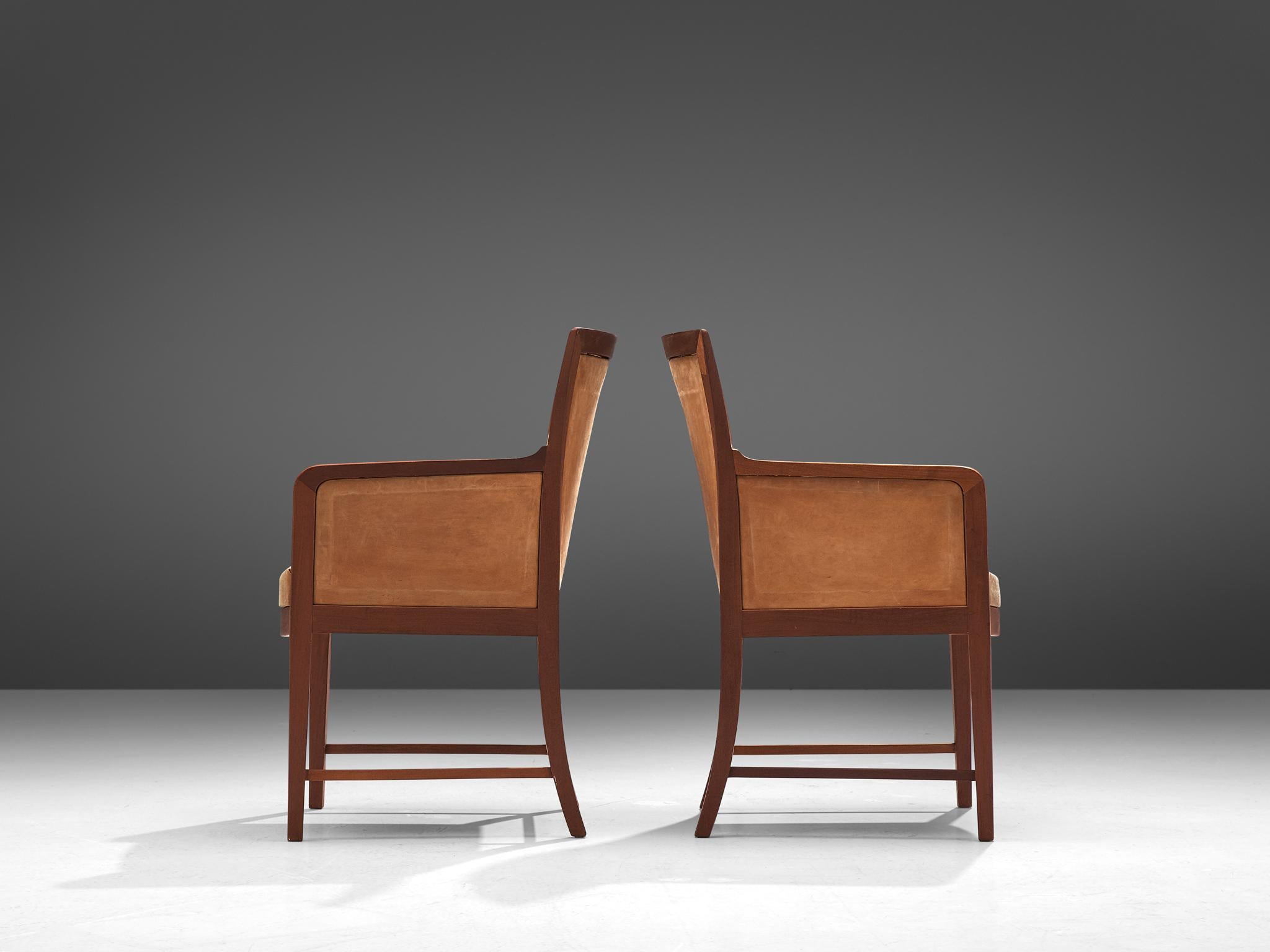 Kaj Gottlob for Rud Rasmussen Pair of Armchairs in Mahogany and Leather In Good Condition For Sale In Waalwijk, NL
