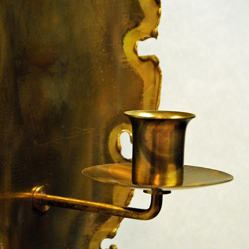 Danish Pair of Brass Brutalist Wall Candleholders by Holm-Sørensen, 1960s 1