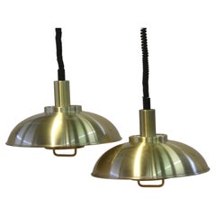 Dänisches Paar farbige Hänge-/Deckenleuchten aus Messing, Frandsen 1 zugeschrieben Company Frandsen