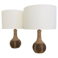 Danish Pair of Ceramic Table Lamps by Chris Aslev, circa 1960