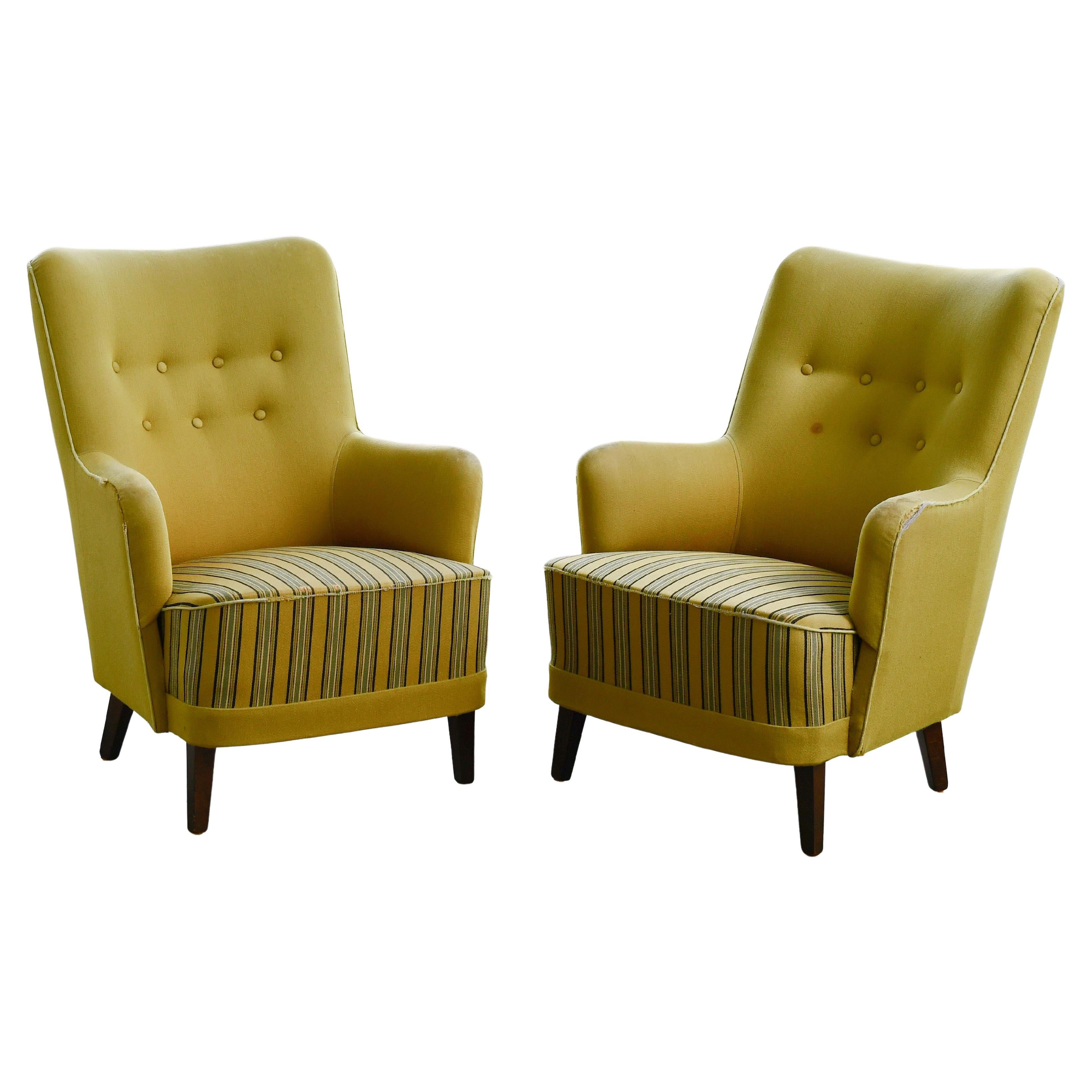 Paire danoise de chaises longues classiques du milieu du siècle, années 1950