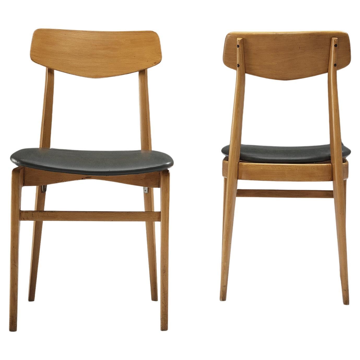 Danish Pair of Danish Sculptural Chairs in Blonde Wood