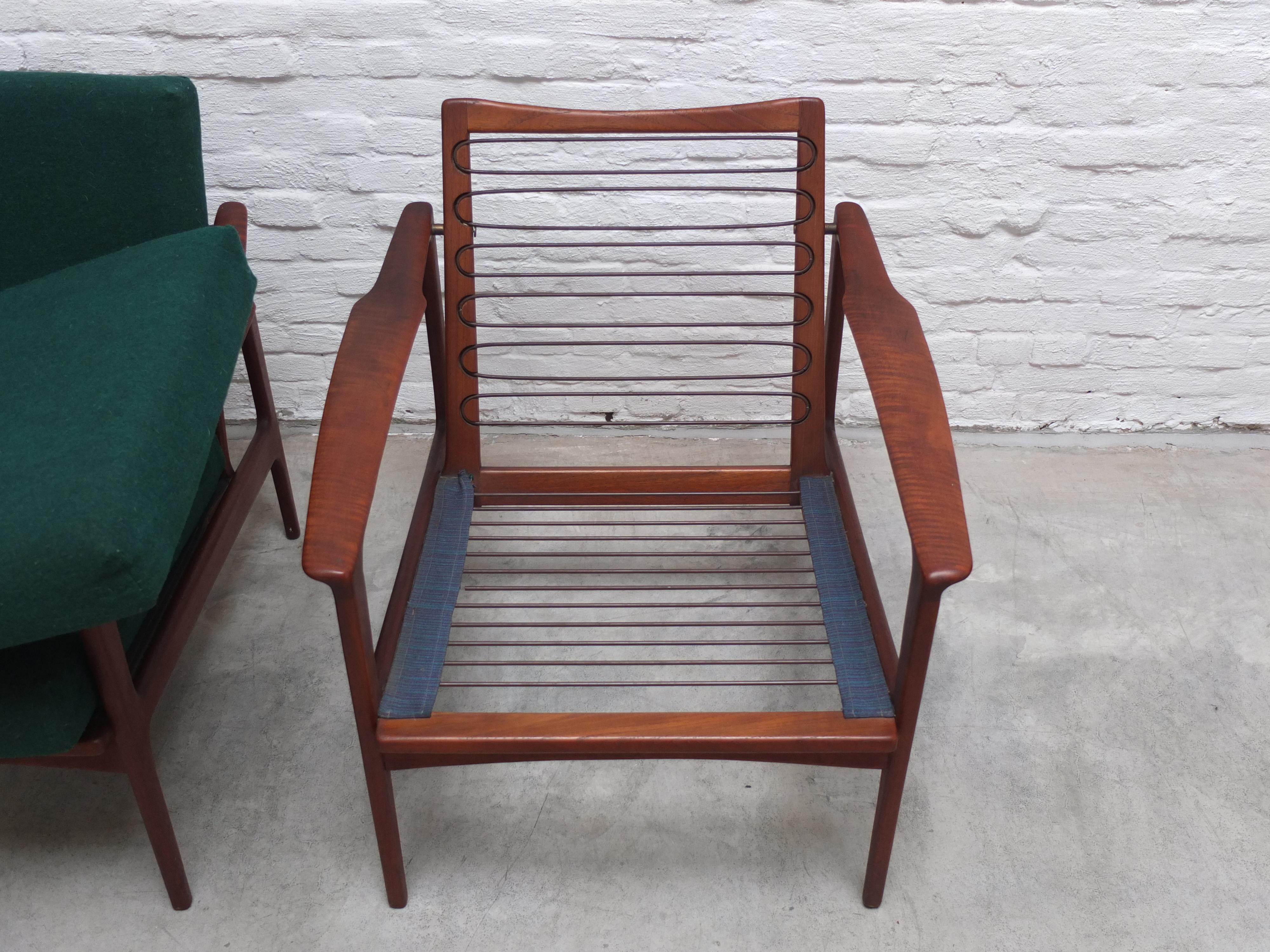 Danish Pair of Easy Chairs by Ib-Kofod Larsen for Selig, 1960s 9