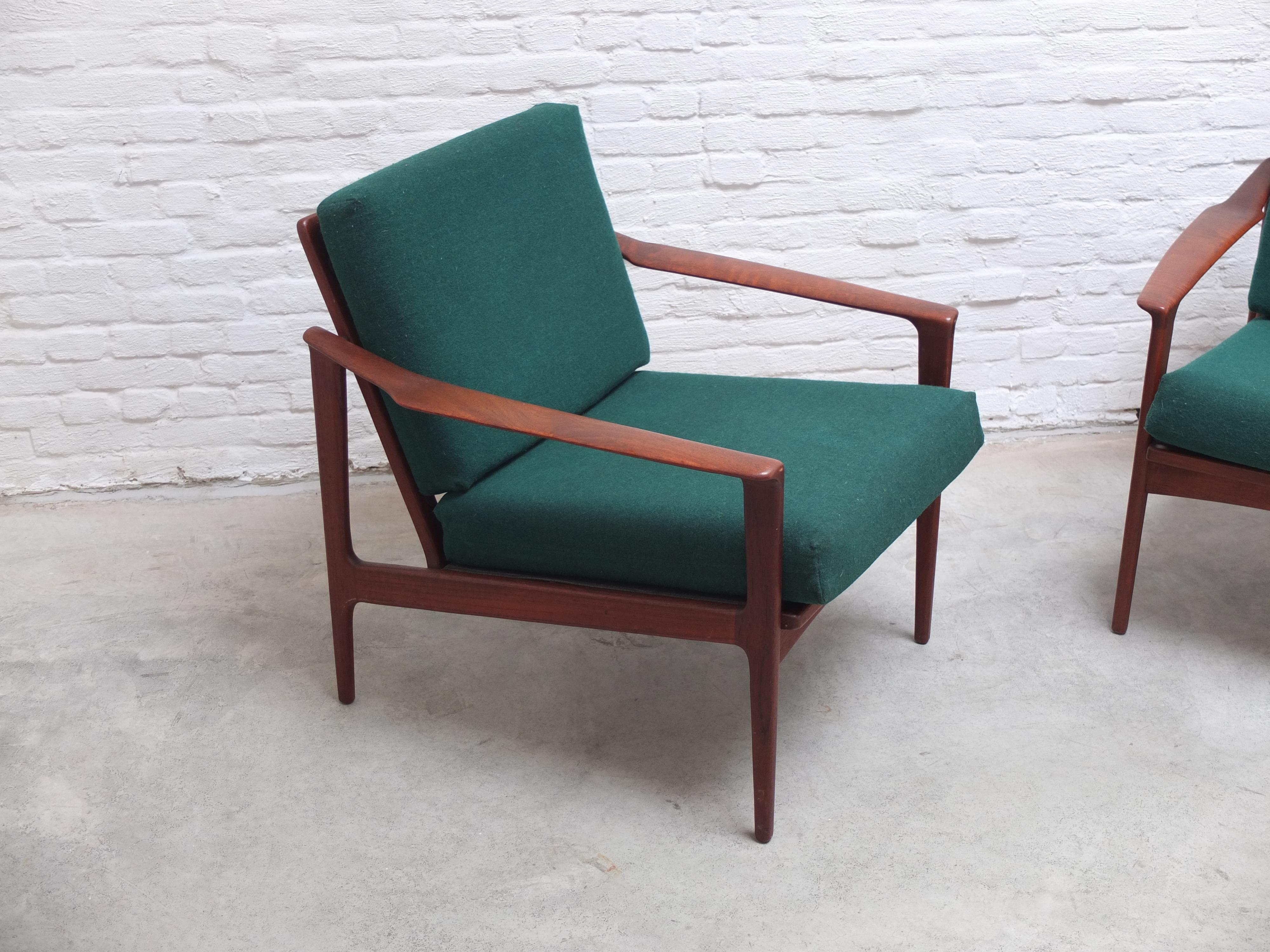 Danish Pair of Easy Chairs by Ib-Kofod Larsen for Selig, 1960s 1