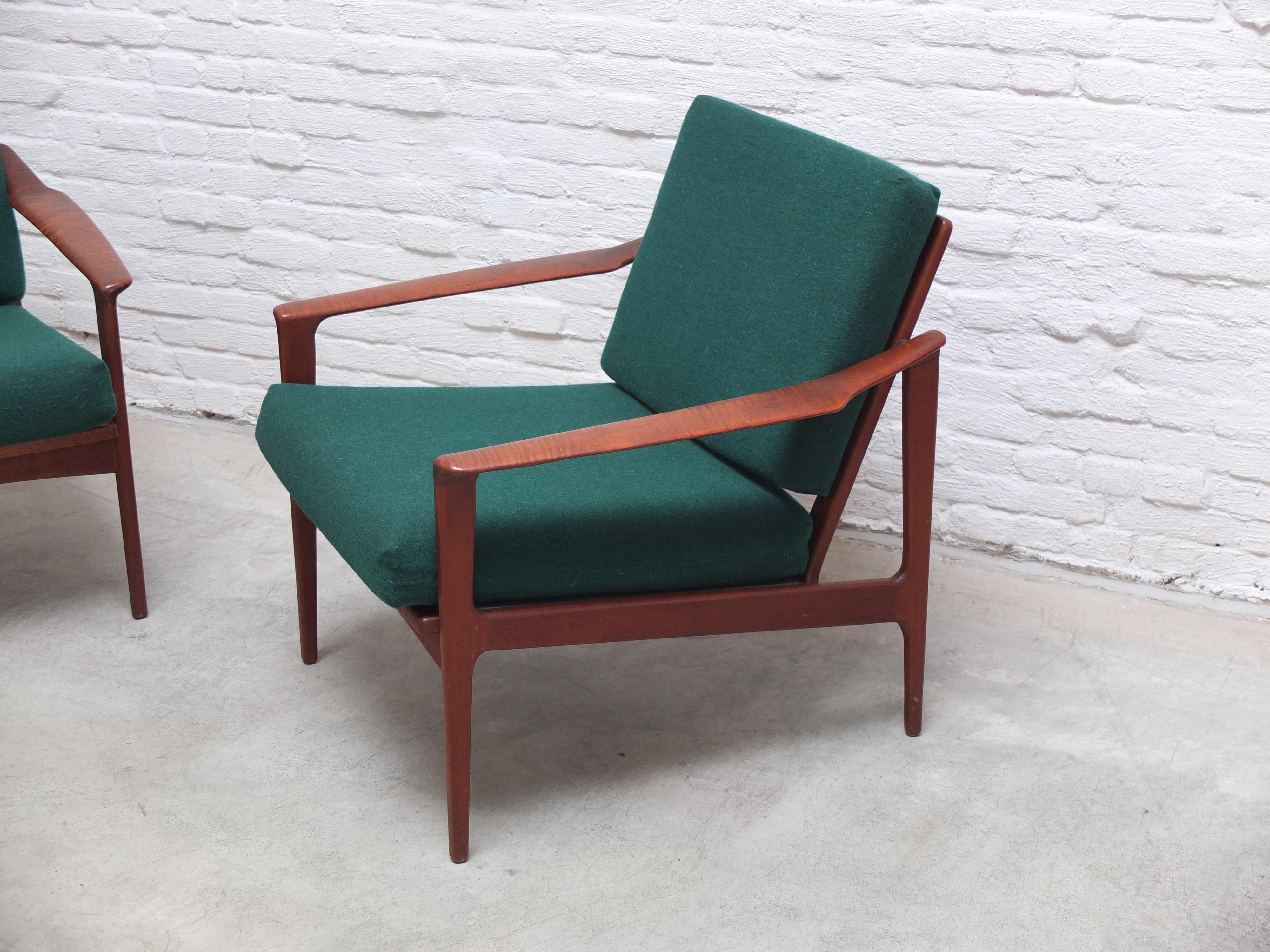 Danish Pair of Easy Chairs by Ib-Kofod Larsen for Selig, 1960s 2
