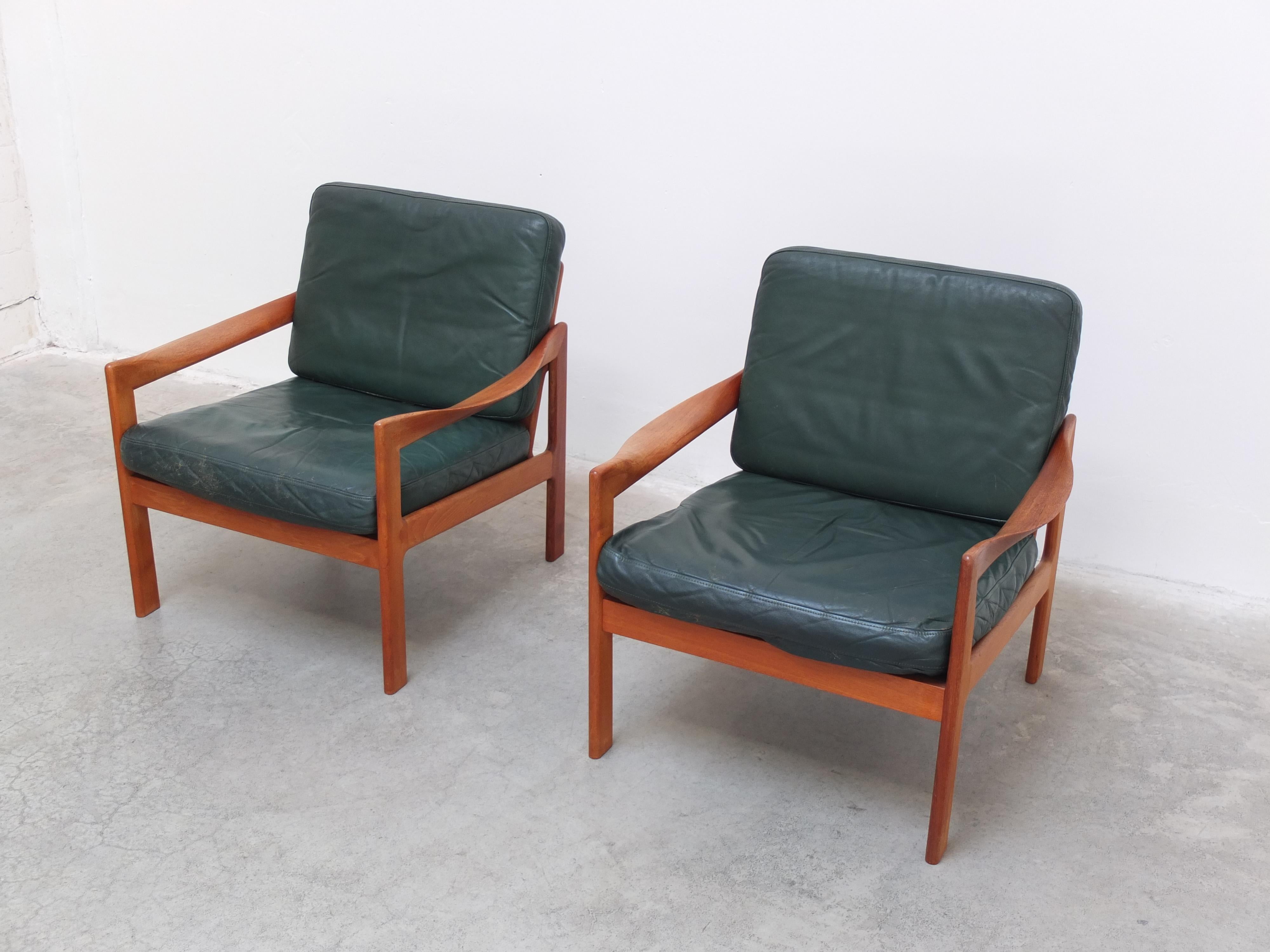 Danois Paire de fauteuils danois par Illum Wikkelsø pour Niels Eilersen, 1960s en vente