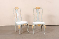 Paire d'élégantes chaises d'appoint rococo d'époque danoises (assises tapissées)