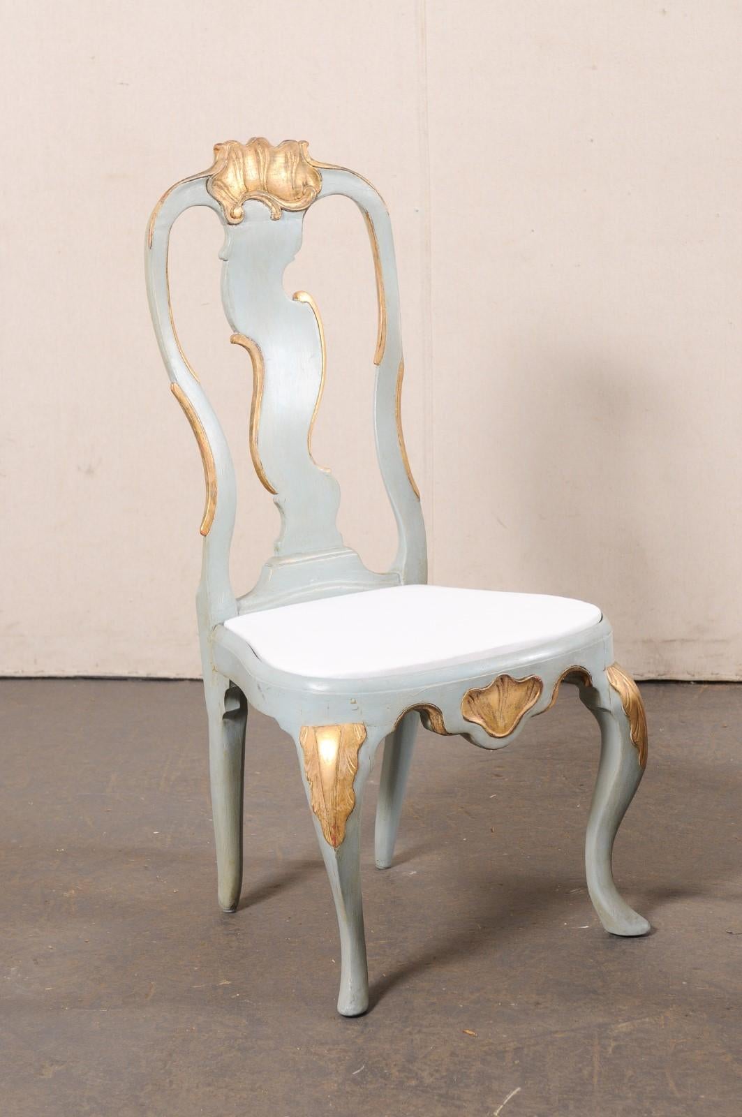 Danish Pair of Elegant Period Rococo Side Chairs (Upholstered Seats) In Good Condition For Sale In Atlanta, GA