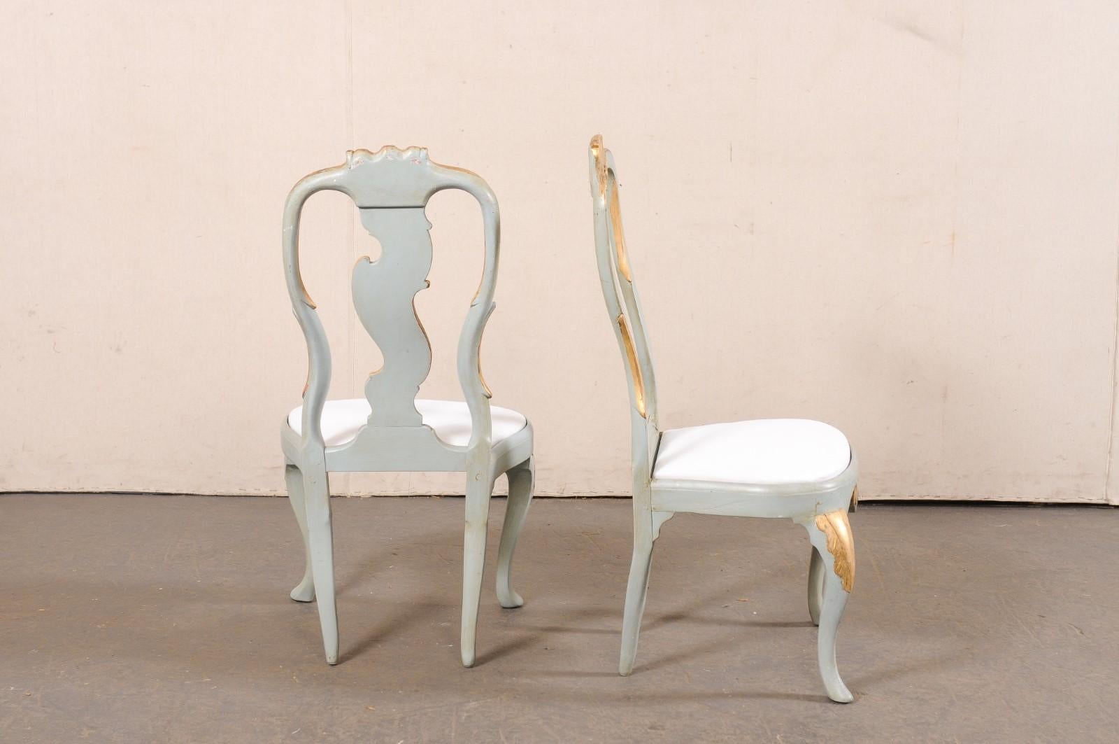 Danish Pair of Elegant Period Rococo Side Chairs (Upholstered Seats) For Sale 3