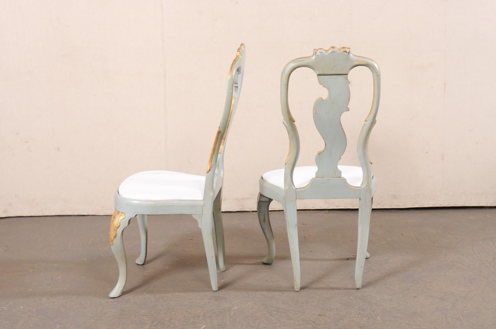 Danish Pair of Elegant Period Rococo Side Chairs (Upholstered Seats) For Sale 4