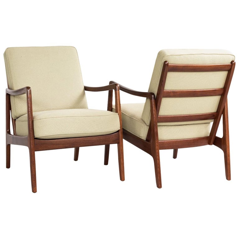 Danish Pair of Higher Easy Chairs in Teak by Ole Wanscher for France & Søn 1960s For Sale