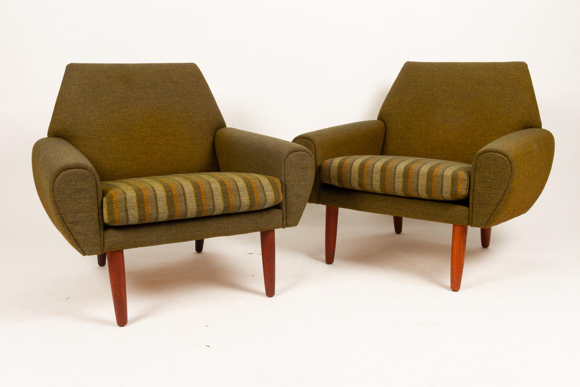 Wool Danish Pair of Lounge Chairs by Kurt Østervig, 1960s