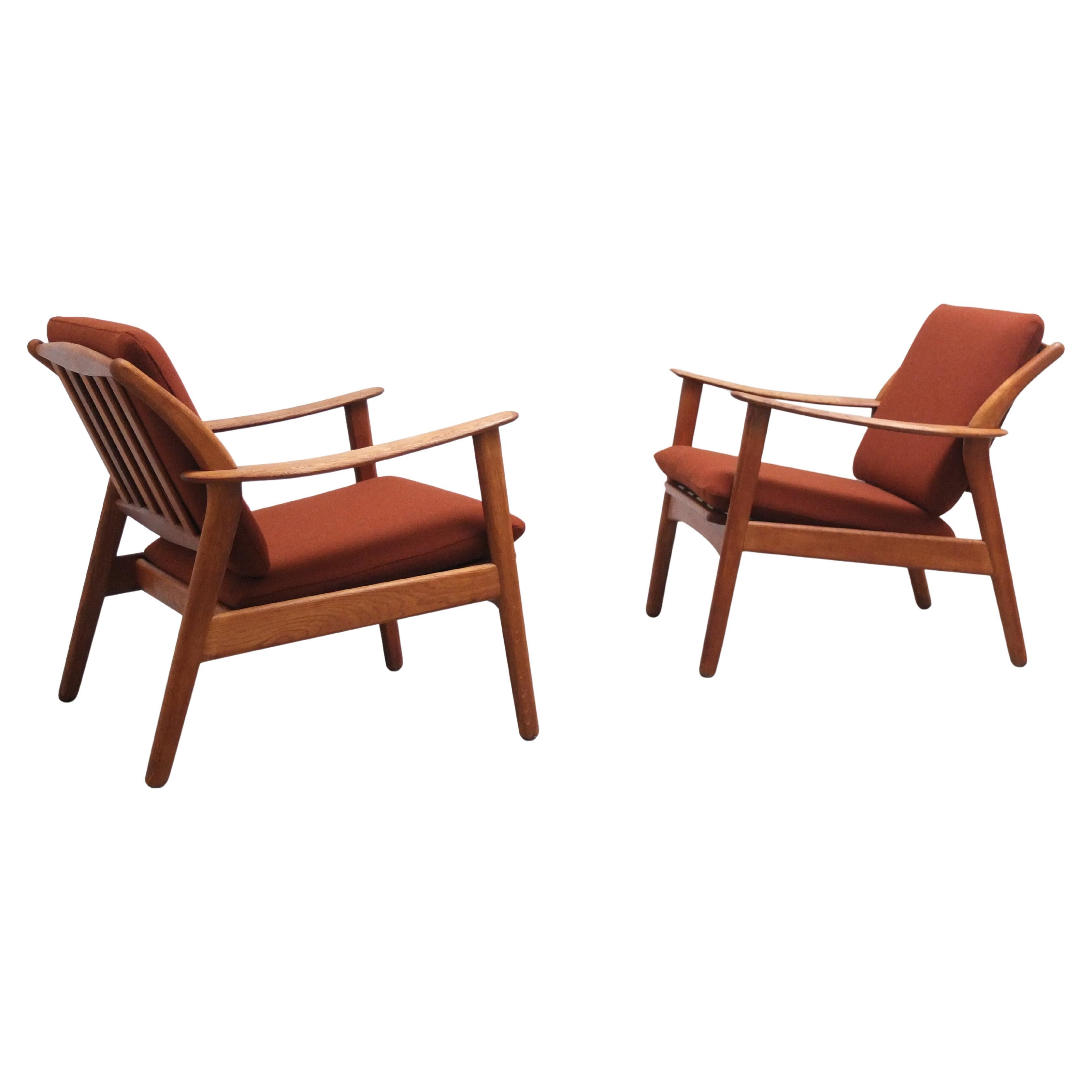 Danish Pair of Lounge Chairs in Oak by Niels Koefoed, 1960s