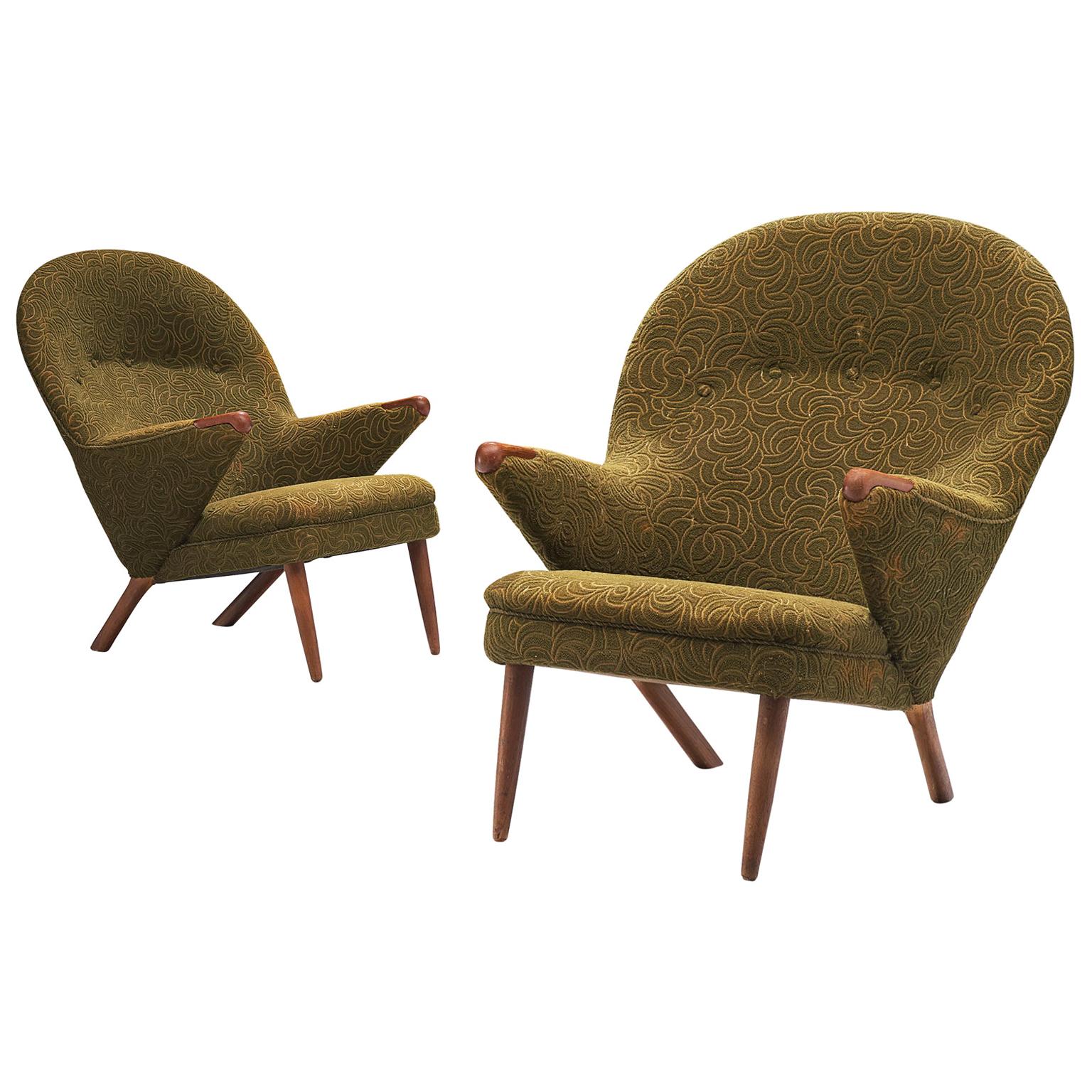 Danish Pair of Lounge Chairs with Rounded Backrests
