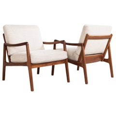 Danish Pair of Lower Easy Chairs in Teak by Ole Wanscher for France 
Søn, 1960s