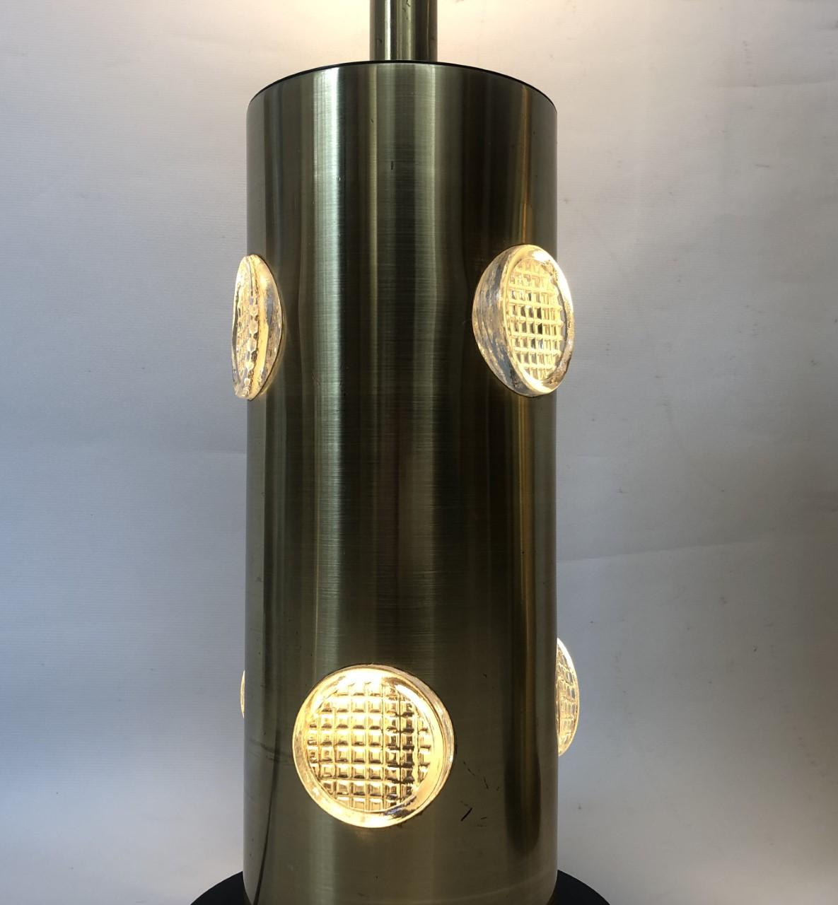 Danish Midcentury Pair of Brass Glass Table Lamps, 1970s For Sale 7