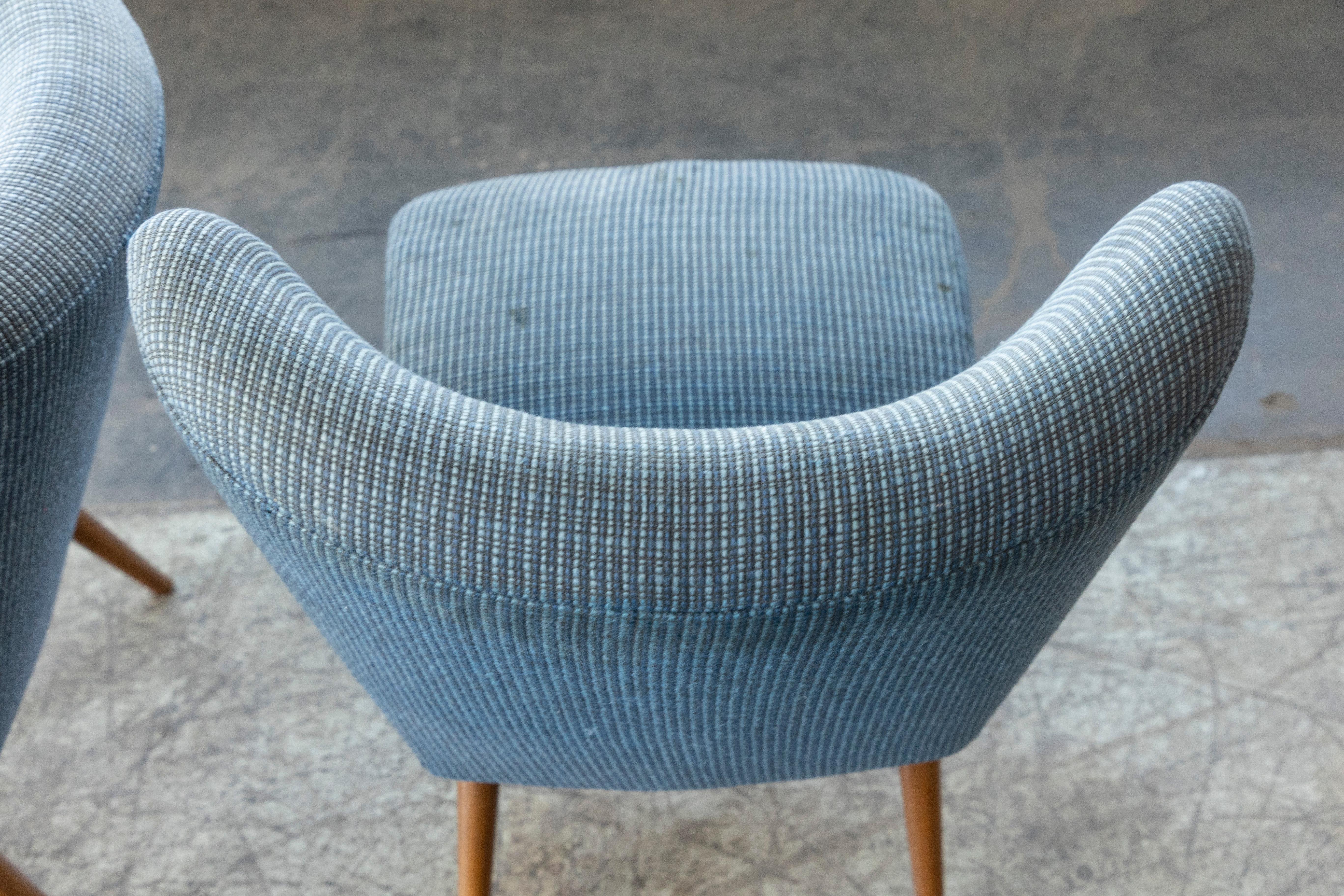 Danish Pair of Midcentury Slipper or Cocktail Lounge Chairs, 1950's For Sale 1