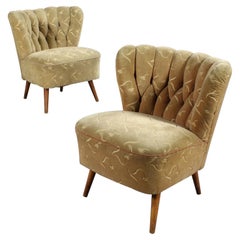 Danish Pair of Midcentury Slipper or Cocktail Lounge Chairs, 1950's