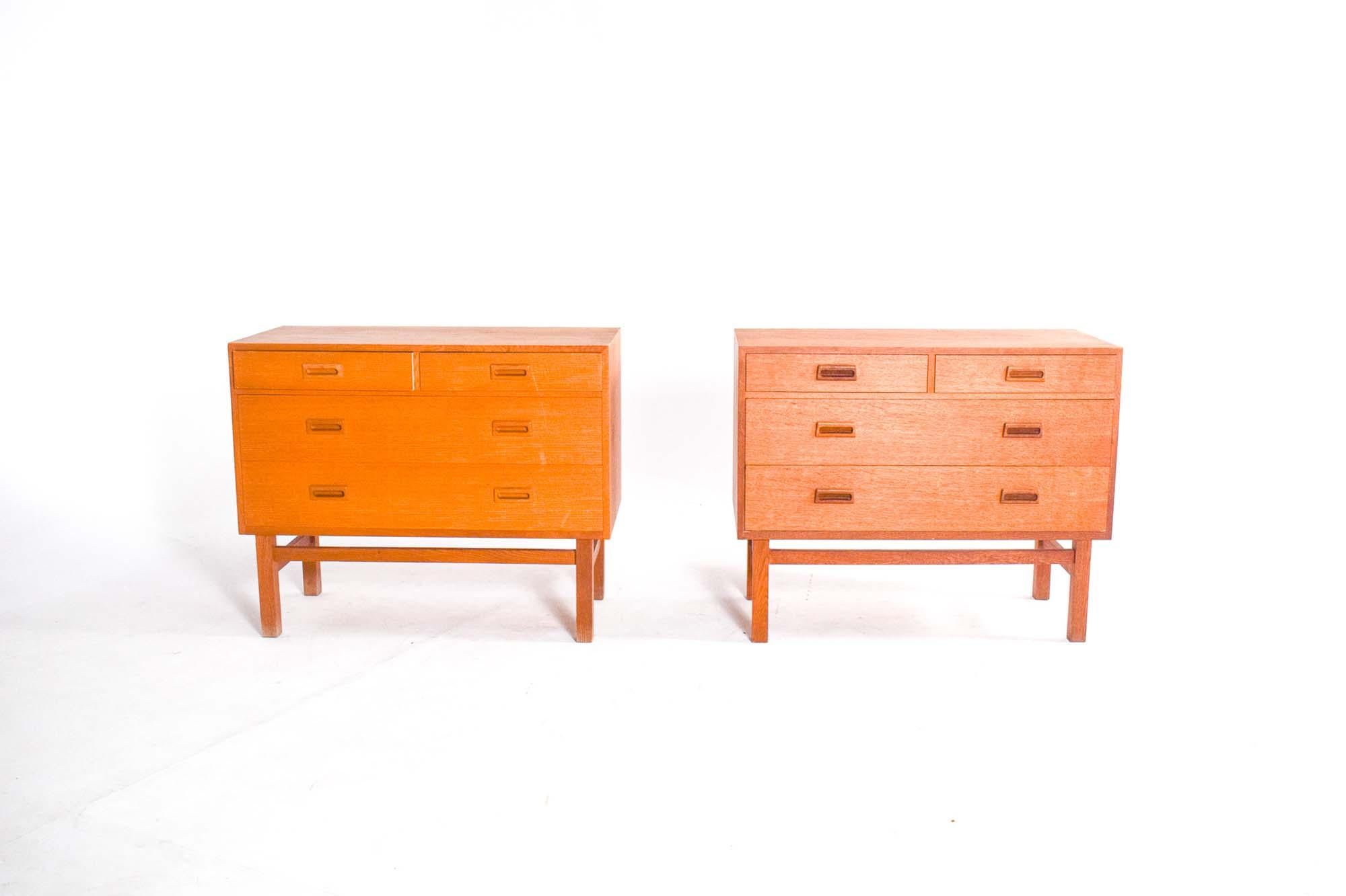 Mid-Century Modern Danish Pair of Oak Chest of Drawers Holger Jensen for FDB Møbler