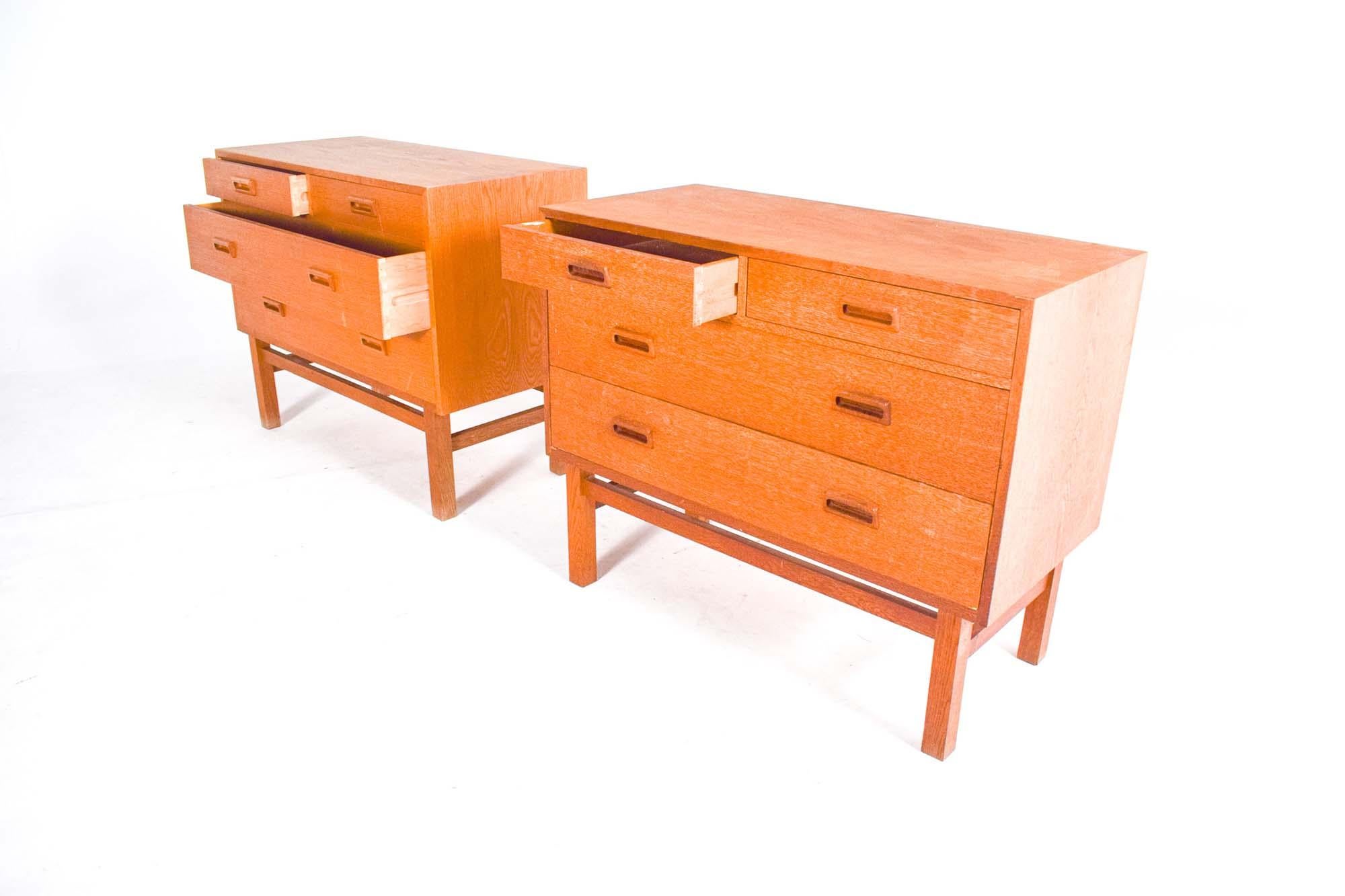 Mid-20th Century Danish Pair of Oak Chest of Drawers Holger Jensen for FDB Møbler