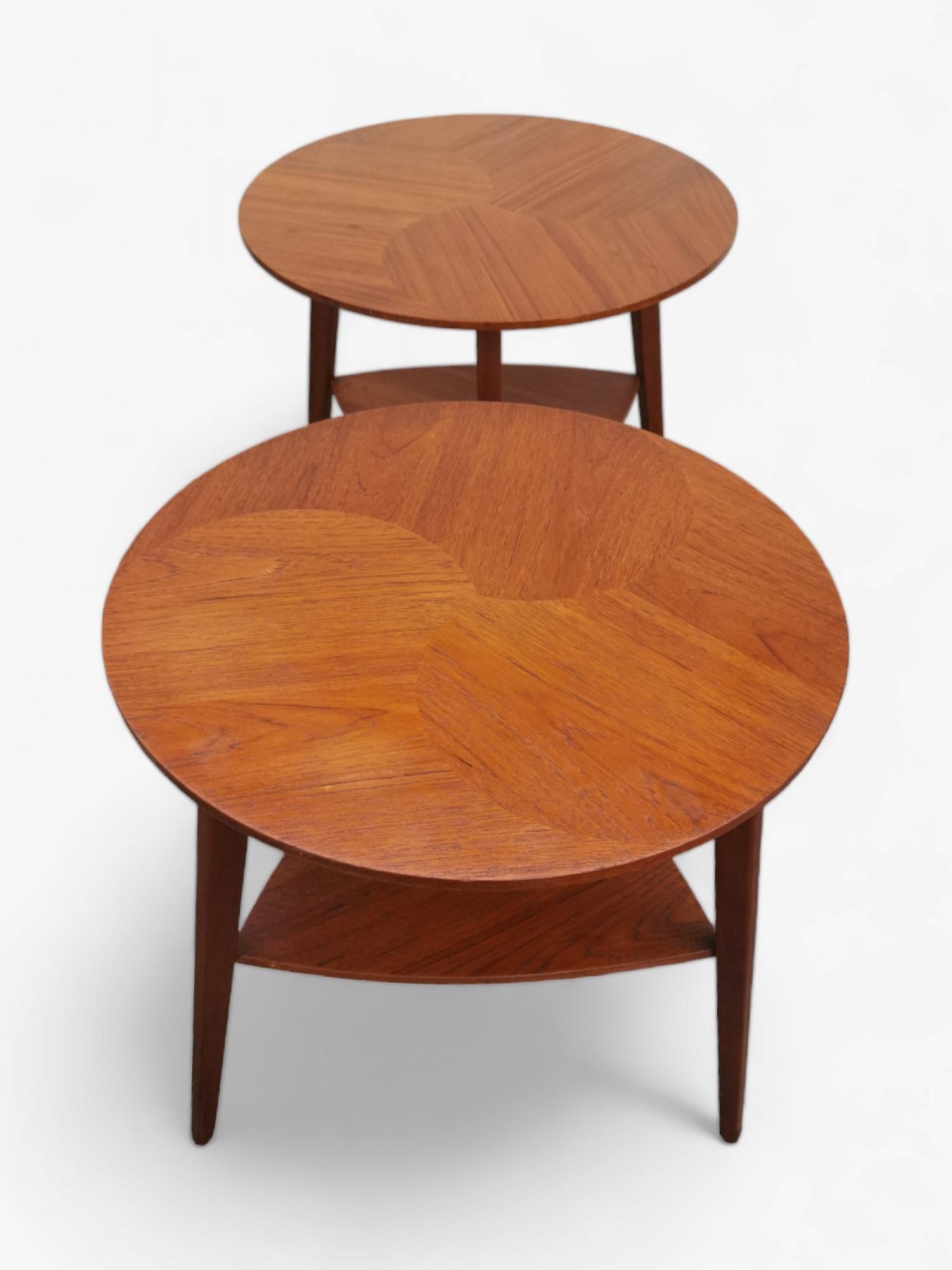 Mid-Century Modern Danish Pair of Round Side Tables
