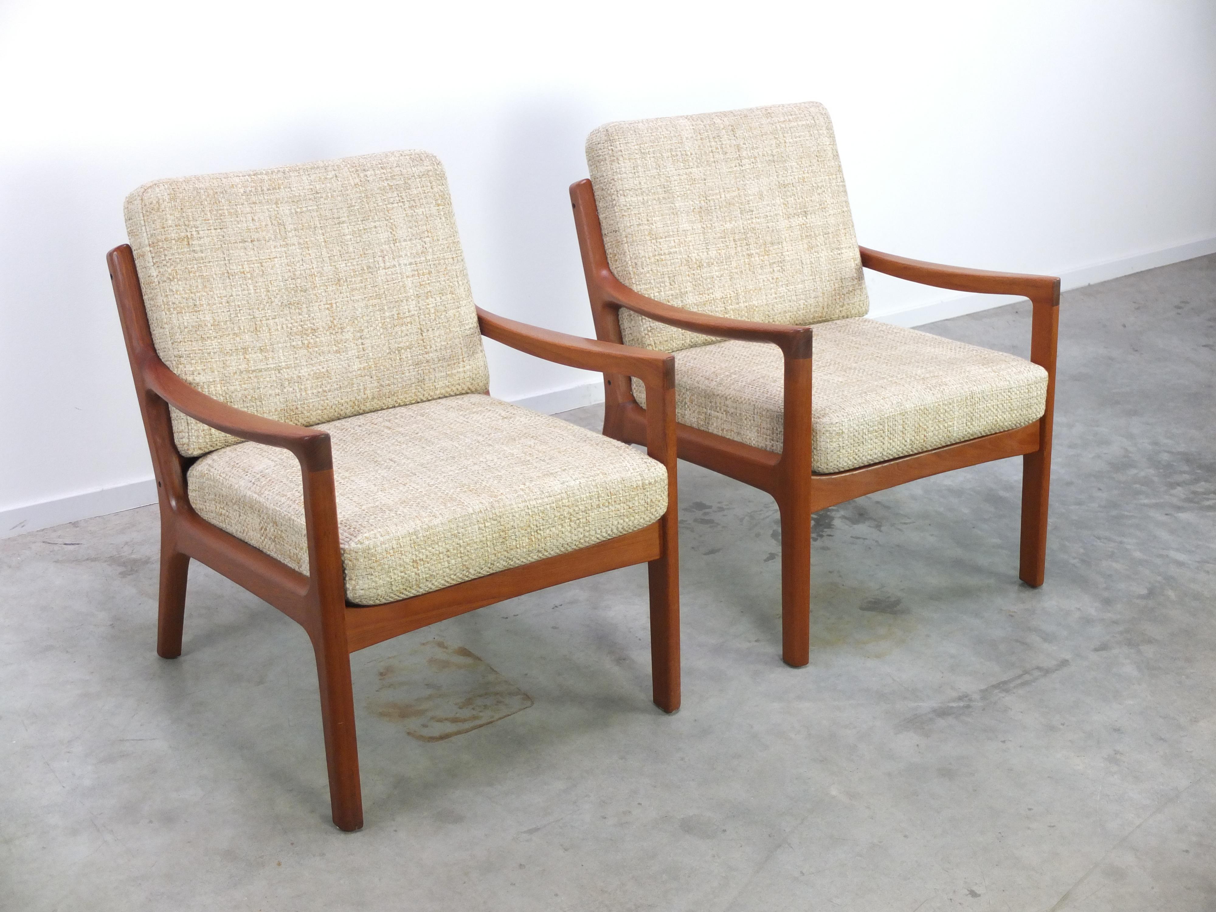 Scandinavian Modern Danish Pair of 'Senator' Easy Chairs by Ole Wanscher for Cado, 1951