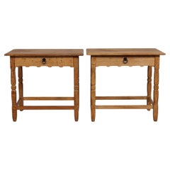 Danish Pair of Side Table of Solid Oak in Henning  Kjærnulf Style 1970s