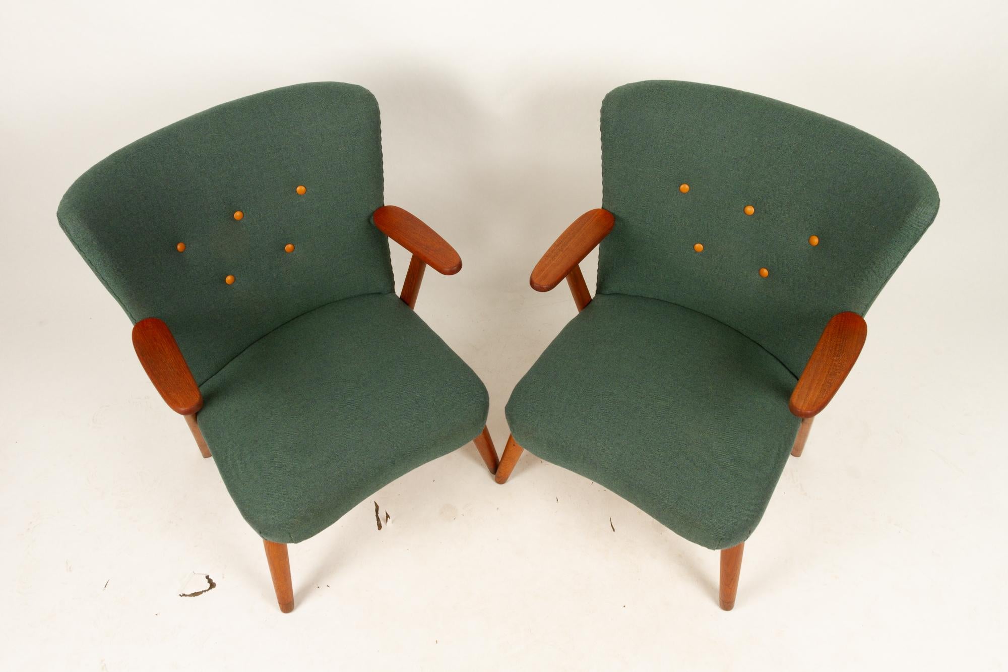 Wool Danish Pair of Vintage Lounge Chairs, 1960s