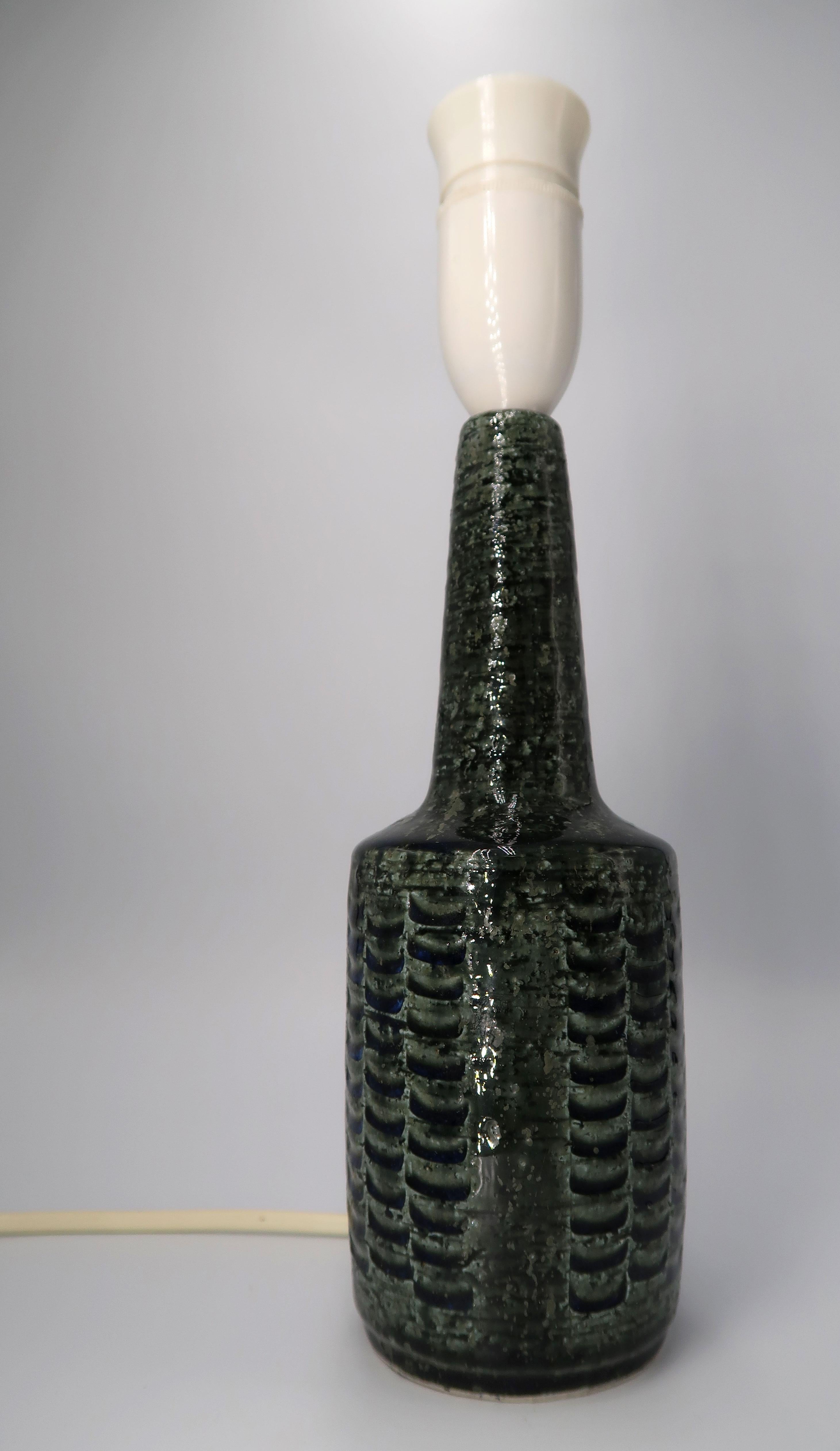 Palshus Danish Modern Green Stoneware Table Lamp, 1960s For Sale 4