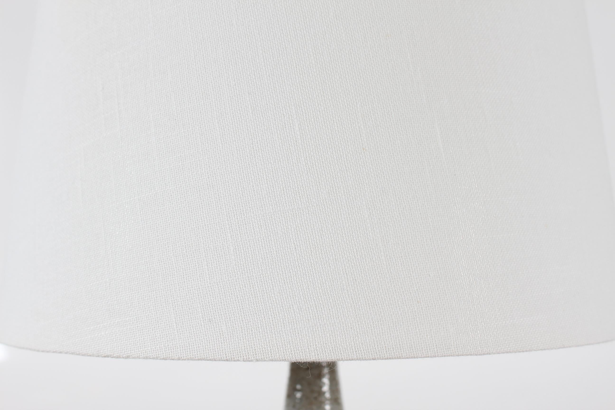 Danish Palshus Large Table Lamp With Brown Glaze and New Shade 1960s Mid Century For Sale 4
