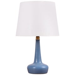 Danish Palshus Le Klint Table Lamp Blue Haresfur Glaze with Lampshade, 1960s