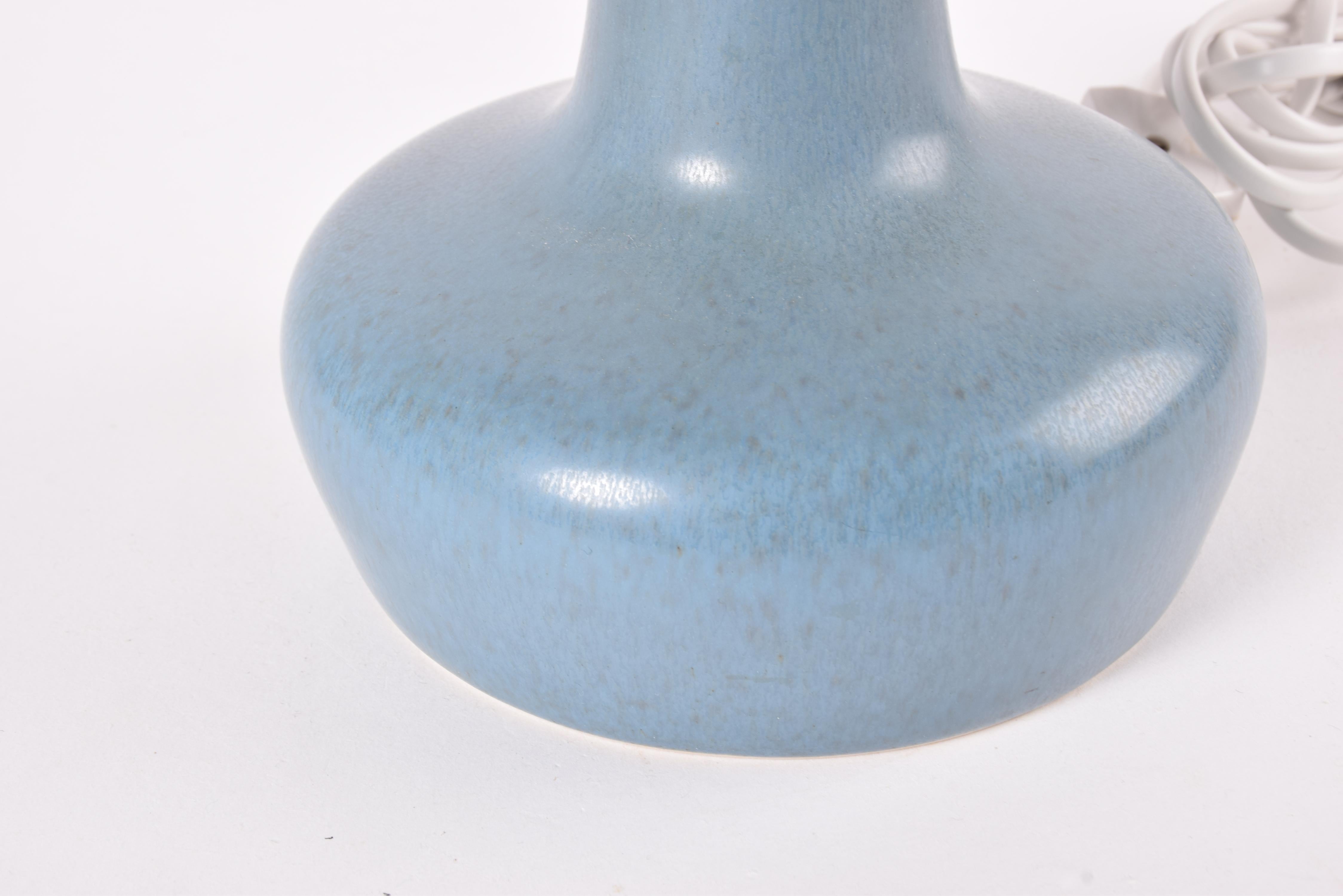 Mid-20th Century Danish Palshus Le Klint Table Lamp Dusted Blue Haresfur Glaze Brass Detail, 1960 For Sale