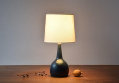 Danish Palshus Sculptural Table Lamp Dark Blue Glaze, Midcentury Ceramic, 1960s