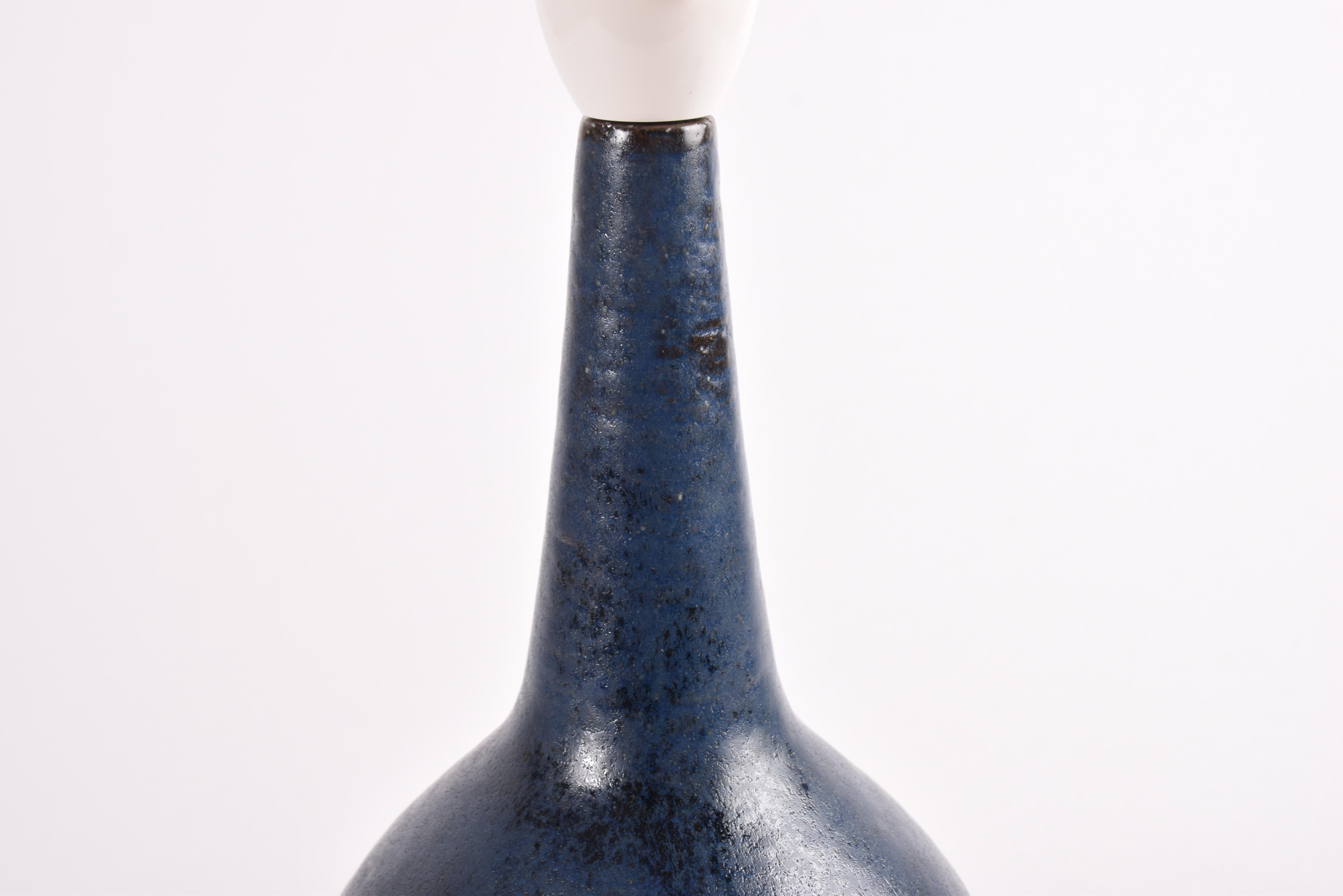 Danish Palshus Sculptural Table Lamp Dark Blue Glaze, Midcentury Ceramic, 1960s For Sale 3