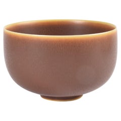 Danish Palshus Small Bowl with Brown Haresfur Glaze Midcentury Ceramic, 1950s