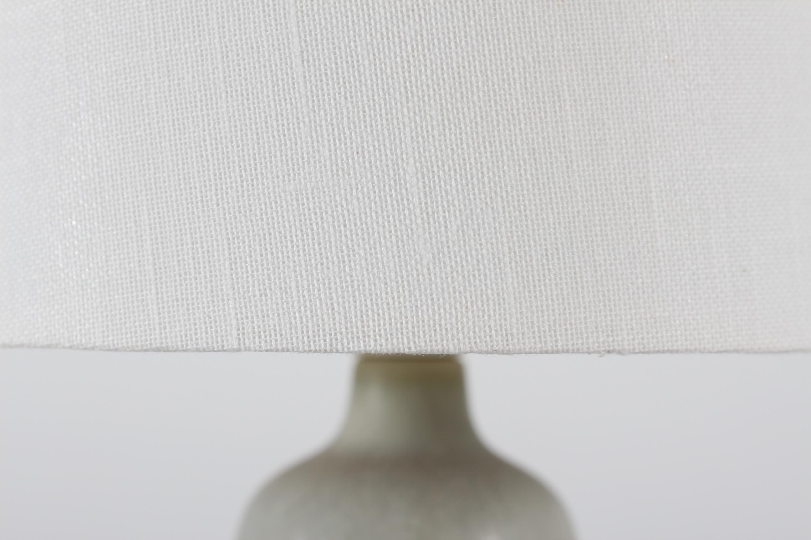 Scandinavian Modern Danish Palshus Small Table- and Bed Side Lamp Grey Haresfur Glaze 1960s For Sale