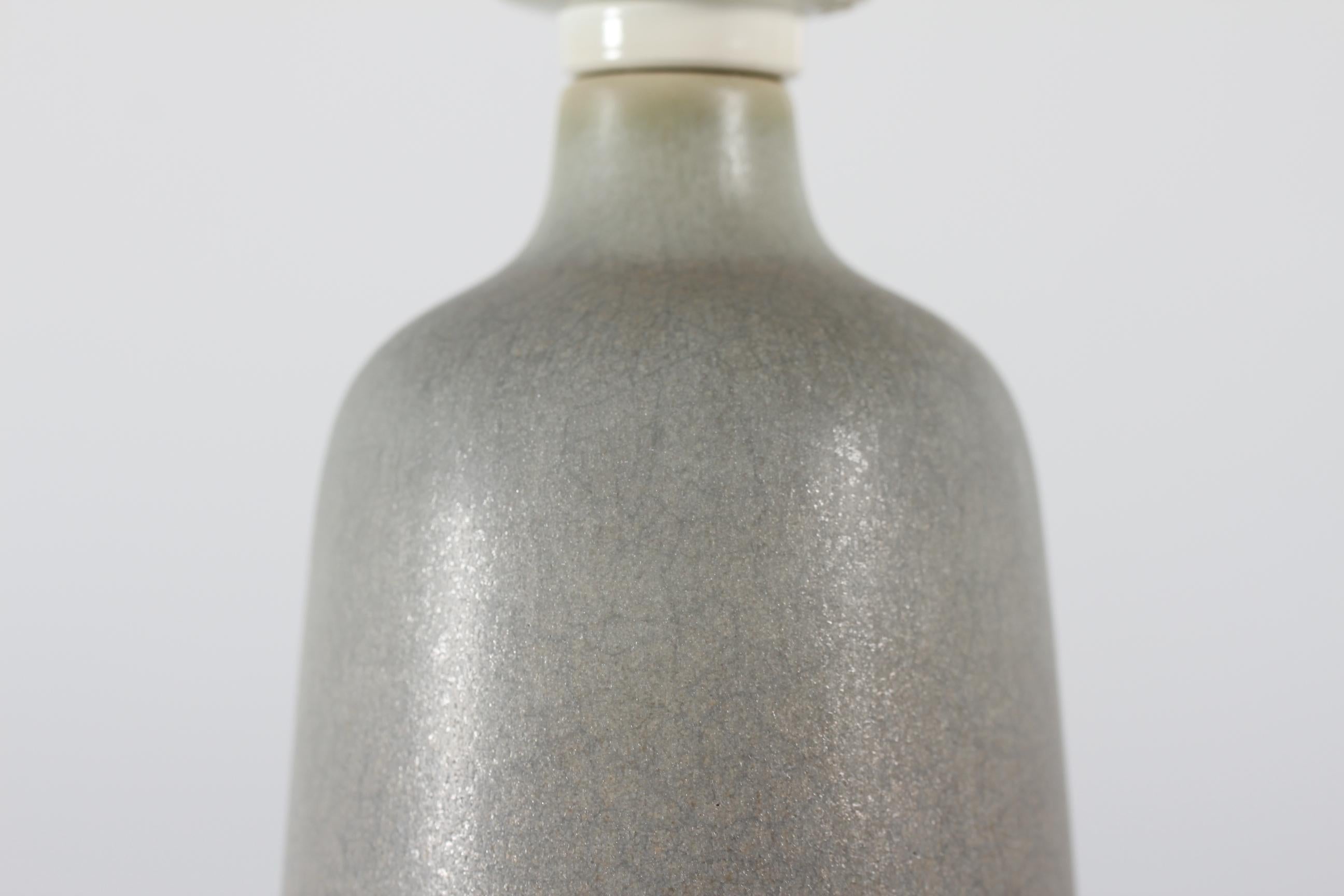 Danish Palshus Small Table- and Bed Side Lamp Grey Haresfur Glaze 1960s For Sale 3