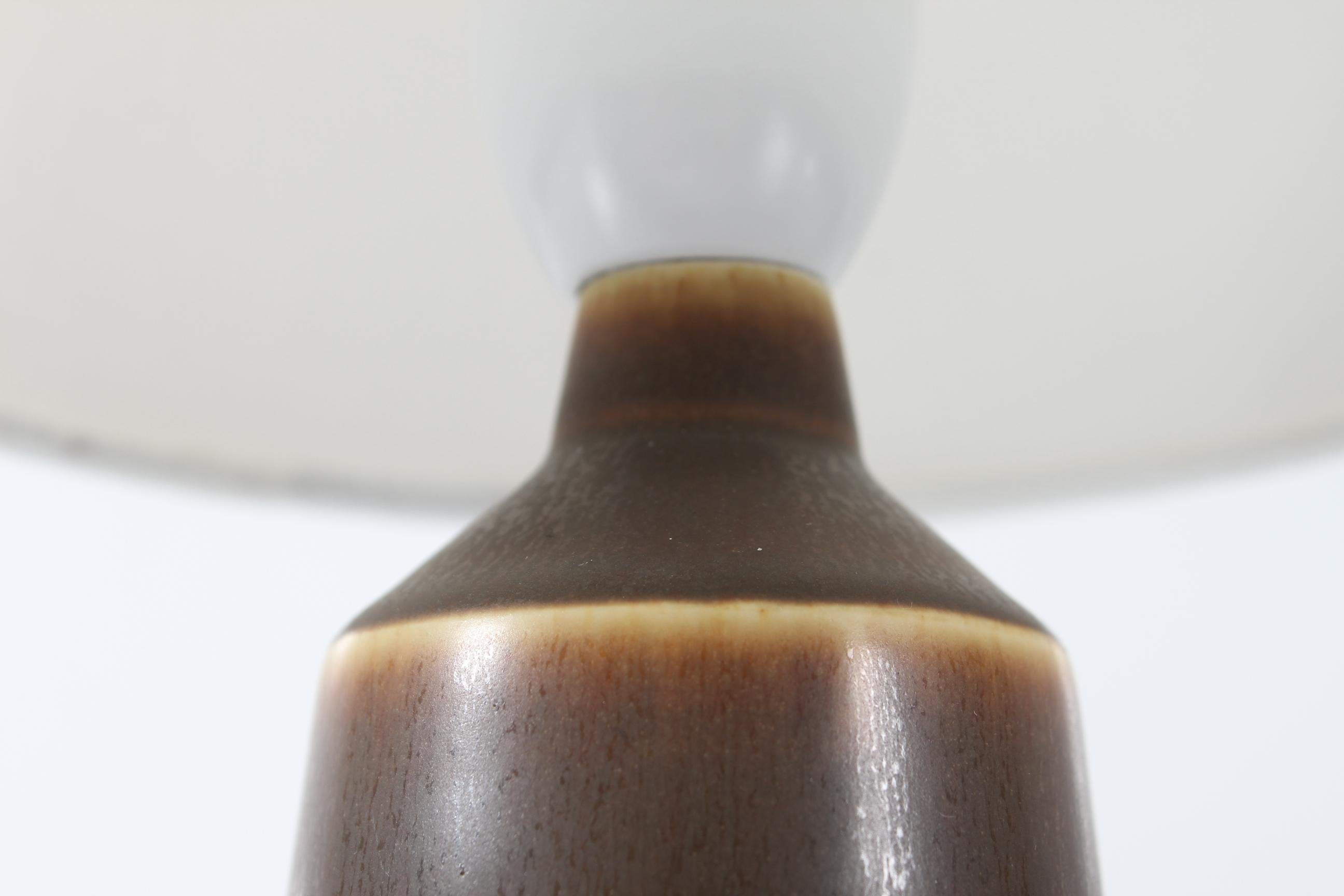 20th Century Danish Palshus Small Tall Table Lamp Brown Hares Fur Glaze, Mid-century 1960s For Sale