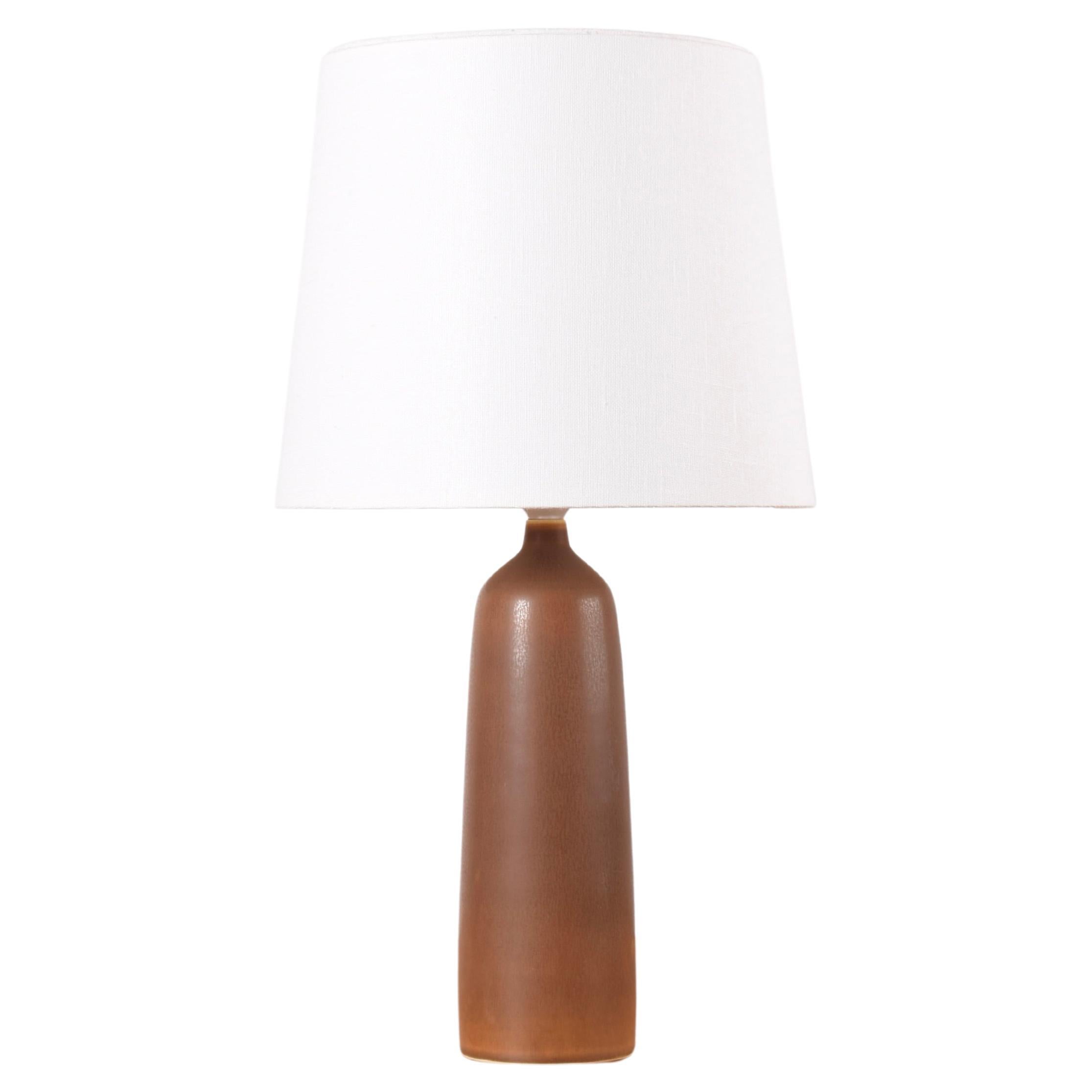 Dänische Palshus Tischlampe Brown Hasenfell Glasur, Mid-century Modern Ceramic 1950s