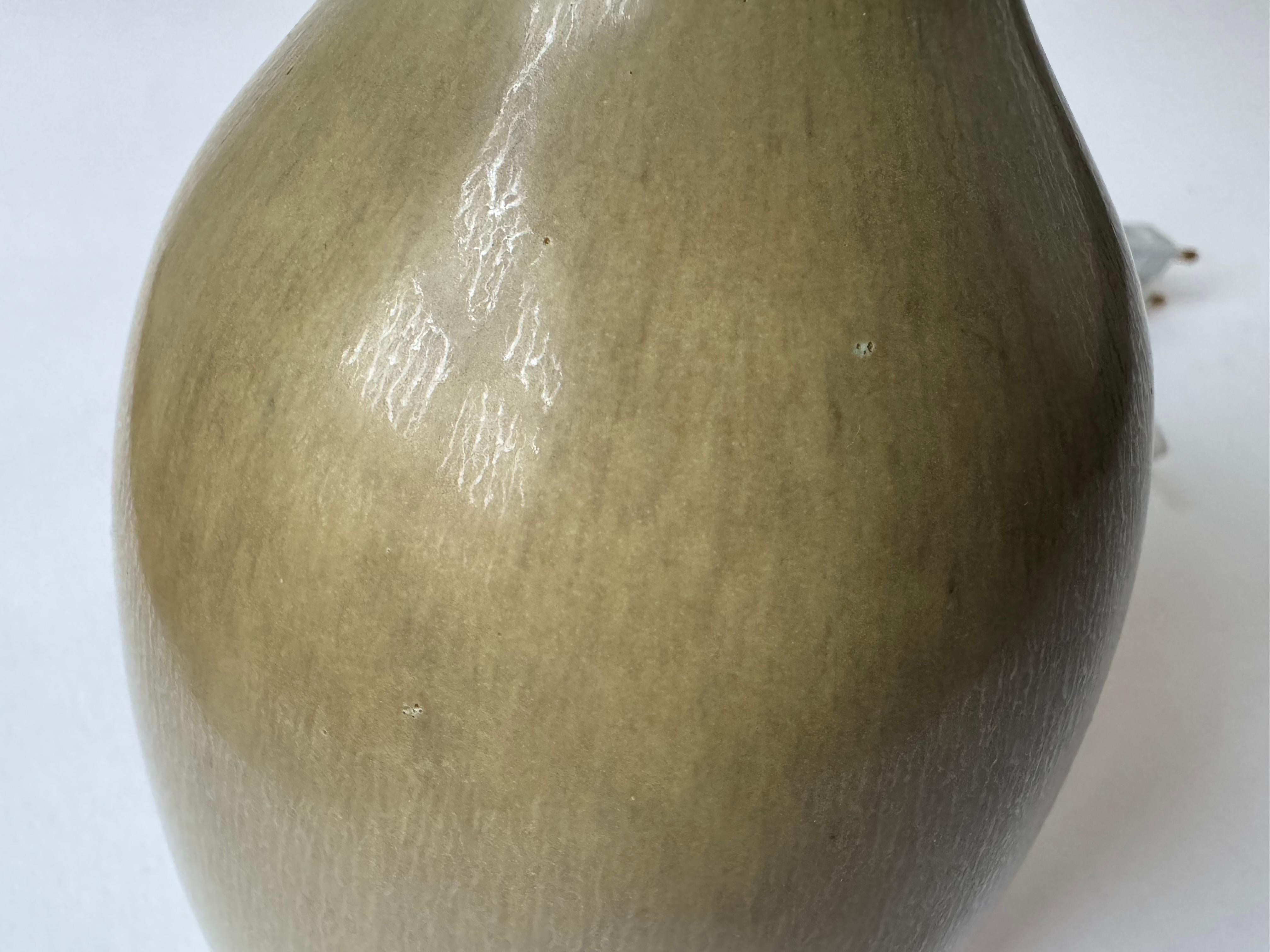 Lampe de table danoise Palshus Olive Green Haresfur Glaze, Midcentury Moderns 1950s en vente 1