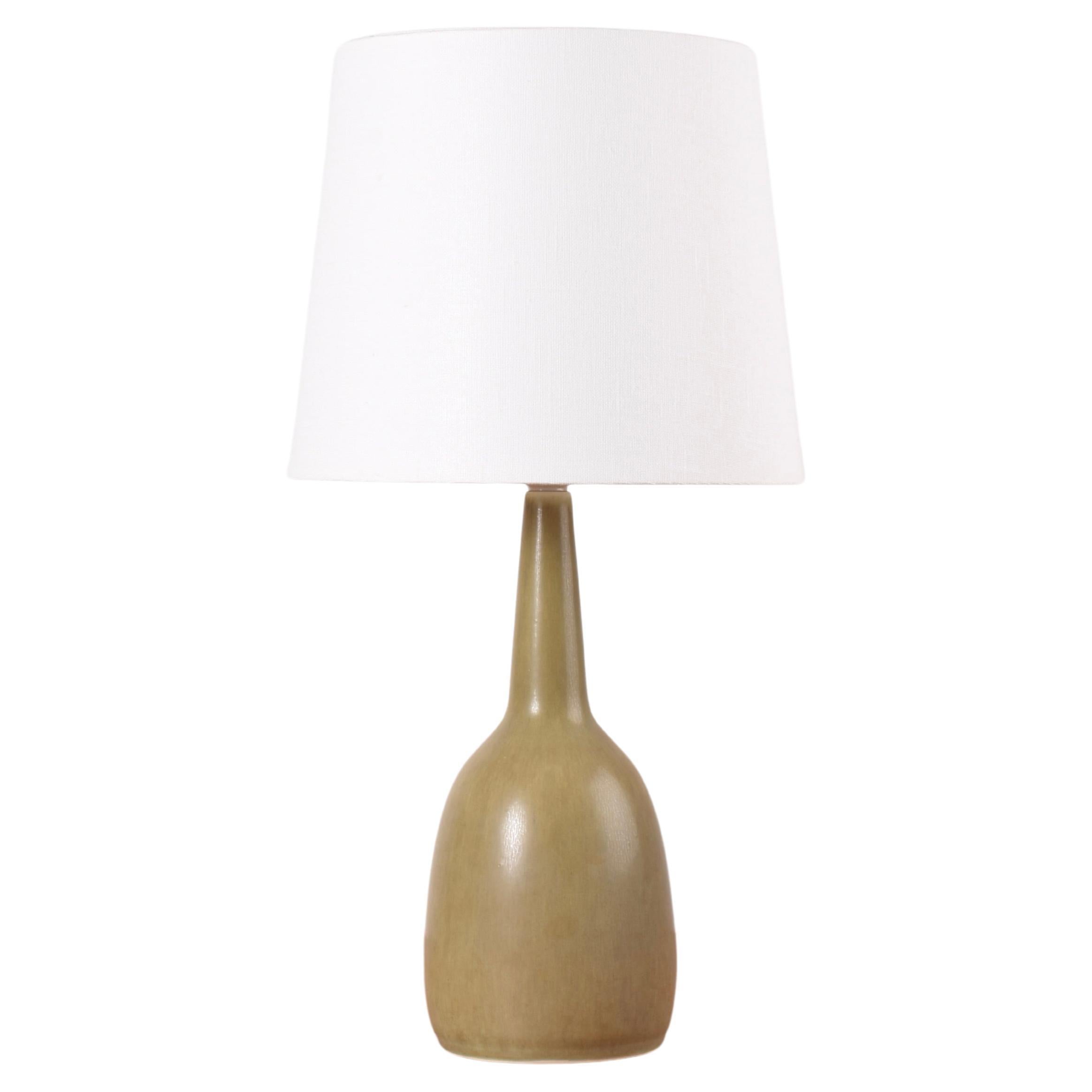 Lampe de table danoise Palshus Olive Green Haresfur Glaze, Midcentury Moderns 1950s en vente