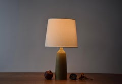 Danish Palshus Table Lamp Olive Green Haresfur Glaze, Modern Ceramic 1950s