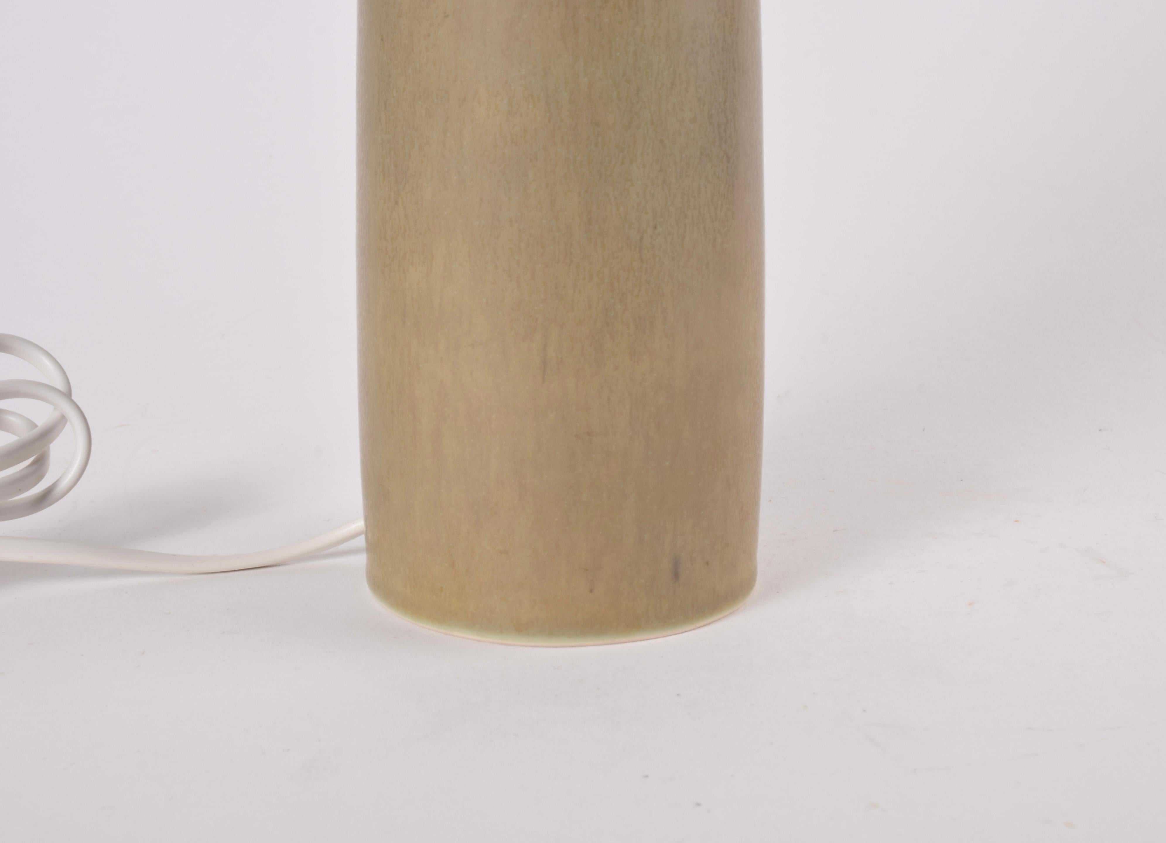 Danish Palshus Table Lamp Olive Green Haresfur Glaze, Modern Ceramic 1950s For Sale 3