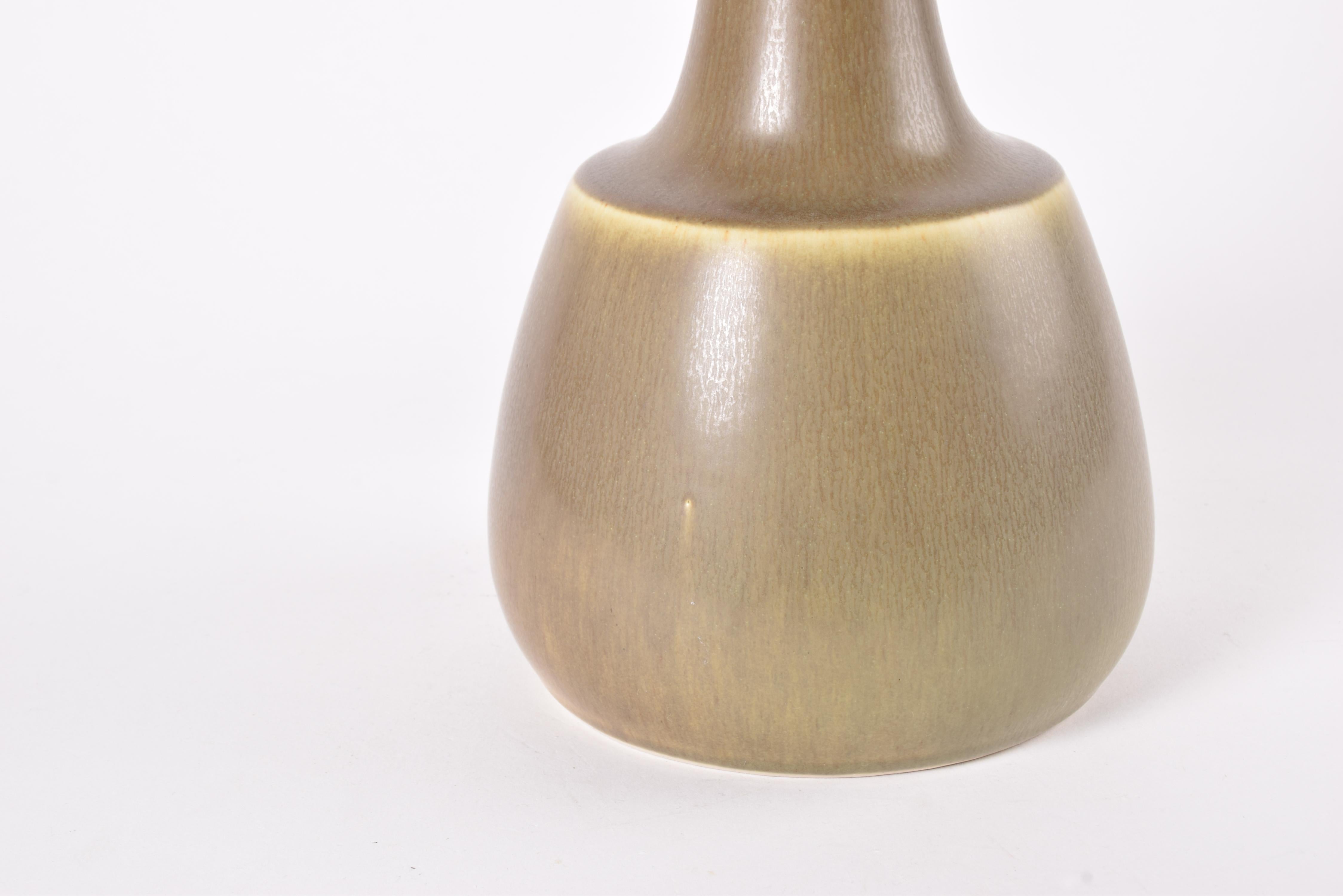 Danish Palshus Table Lamp Olive Green Haresfur Glaze, Modern Ceramic 1960s For Sale 3