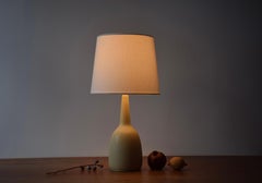 Danish Palshus Table Lamp Pale Yellow Haresfur Glaze, Midcentury Modern 1950s