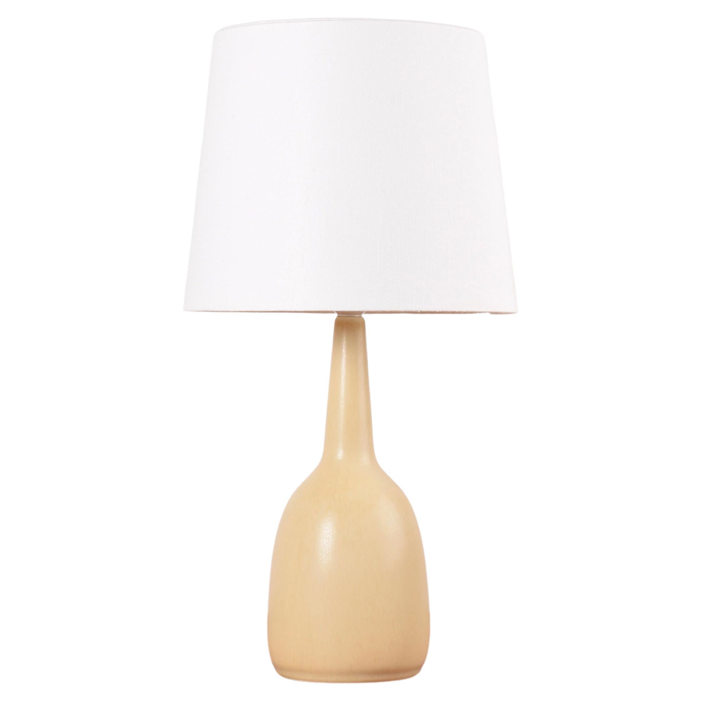 Danish Palshus Table Lamp Pale Yellow Haresfur Glaze, Midcentury Modern 1950s For Sale