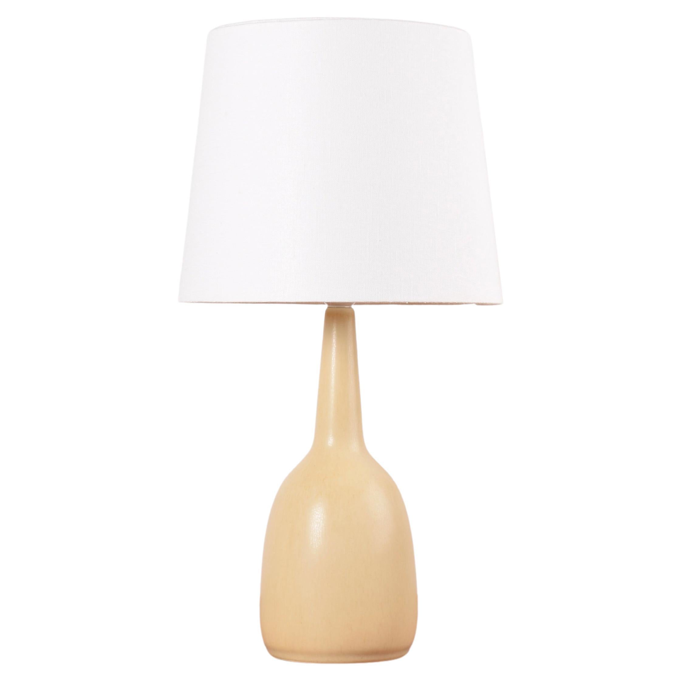 Danish Palshus Table Lamp Pale Yellow Haresfur Glaze, Midcentury Modern 1950s