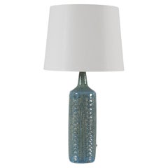 Grande lampe de bureau danoise Palshus bleu clair avec abat-jour, céramique moderne des années 1960