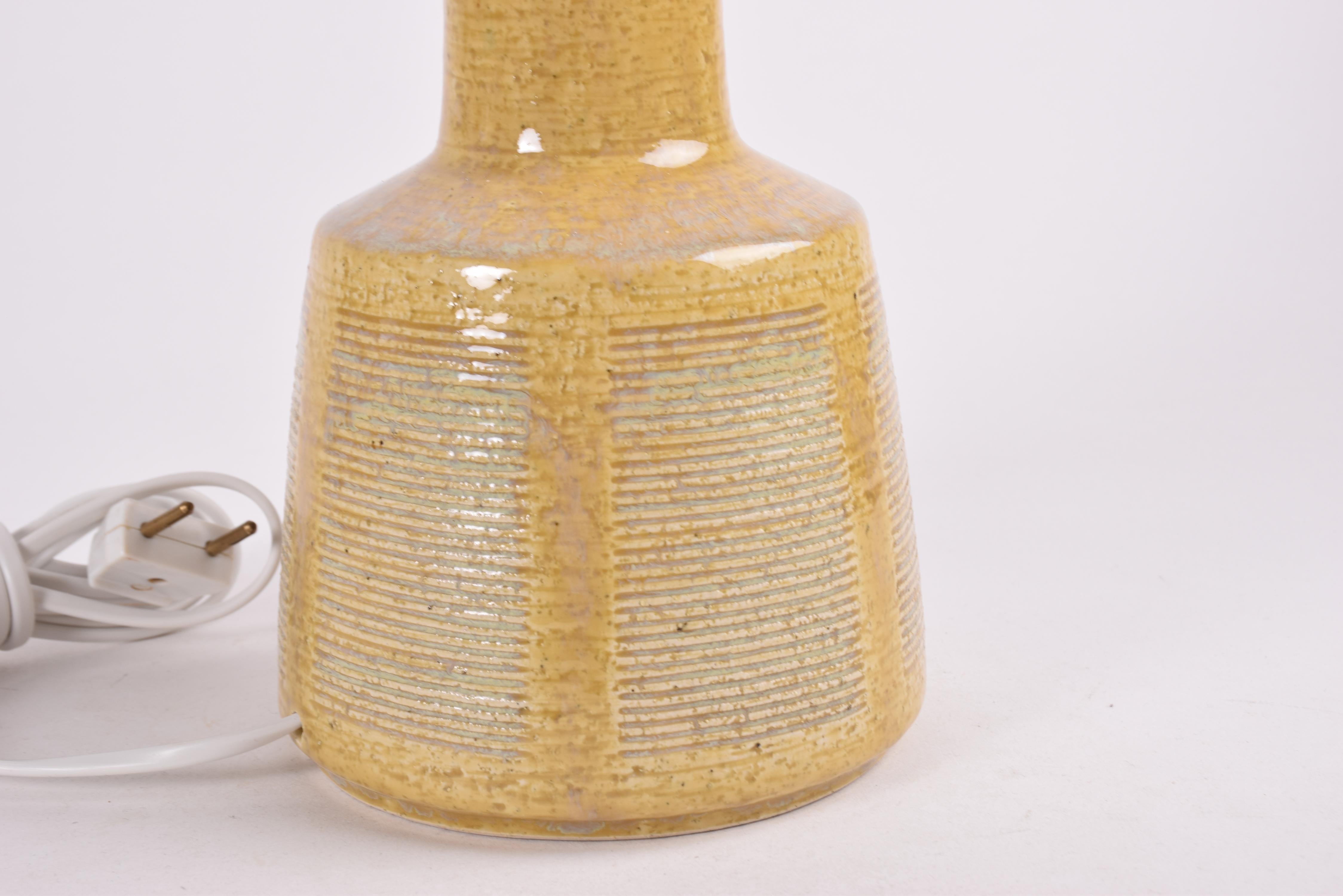 Mid-20th Century Danish Palshus Tall Table Lamp Yellow Stripe Decor, Mid-Century Ceramic 1960s For Sale
